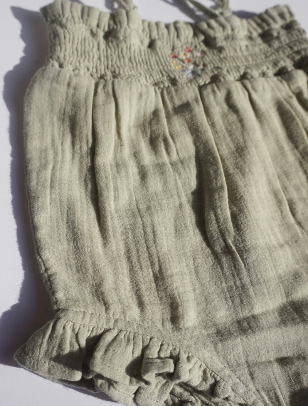 Gabrielle | Organic Muslin Cotton Bouquet Onesie | Sage