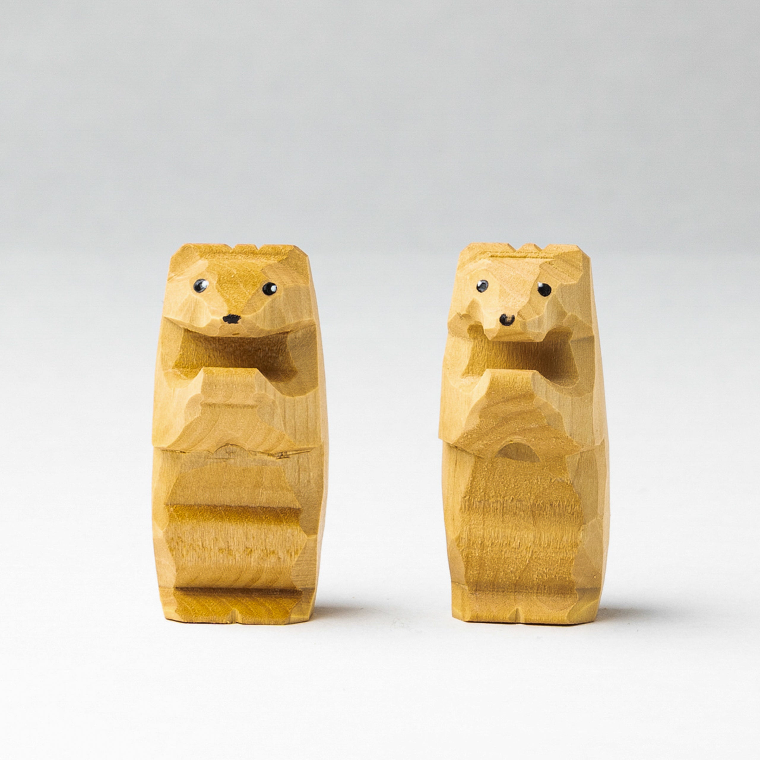 Hand-carved Wooden Cubs Figurines Set Of 2