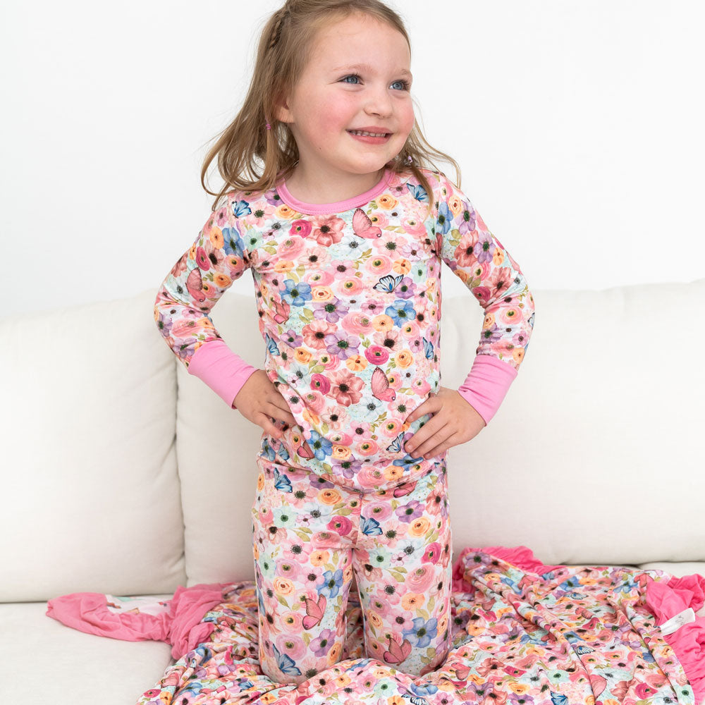Lillian's Garden Butterflies Bamboo 2-piece Long Sleeve Set