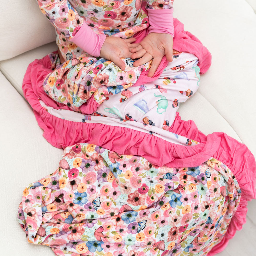 Lillian's Garden Ruffle Toddler Blanket