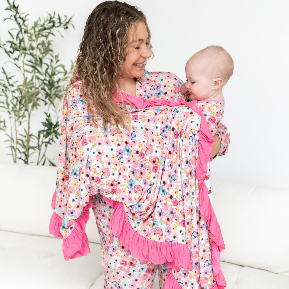 Lillian's Garden Ruffle Toddler Blanket