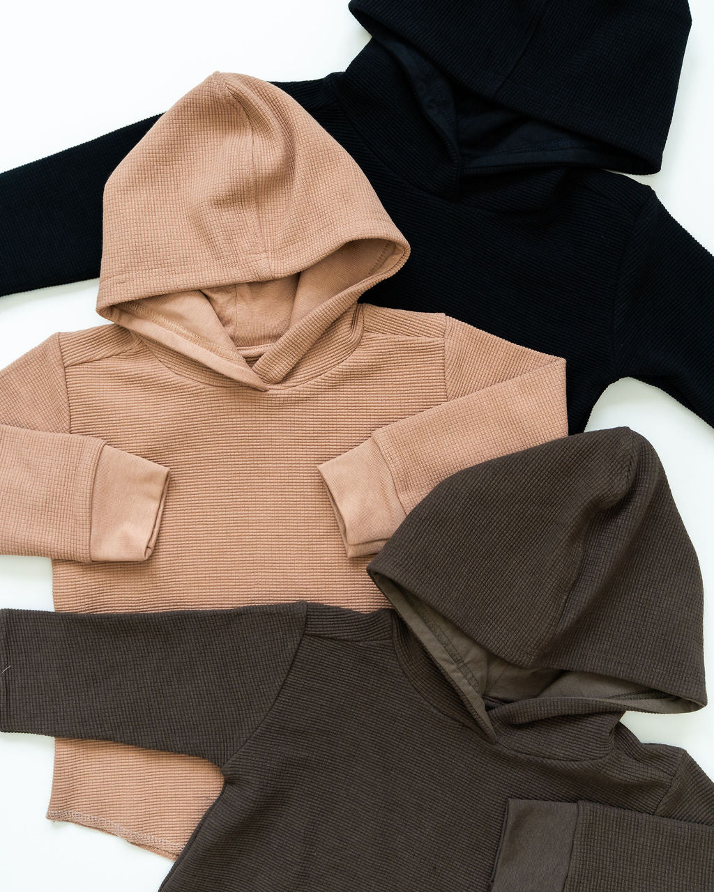 Umber Waffle Knit Hooded Pullover