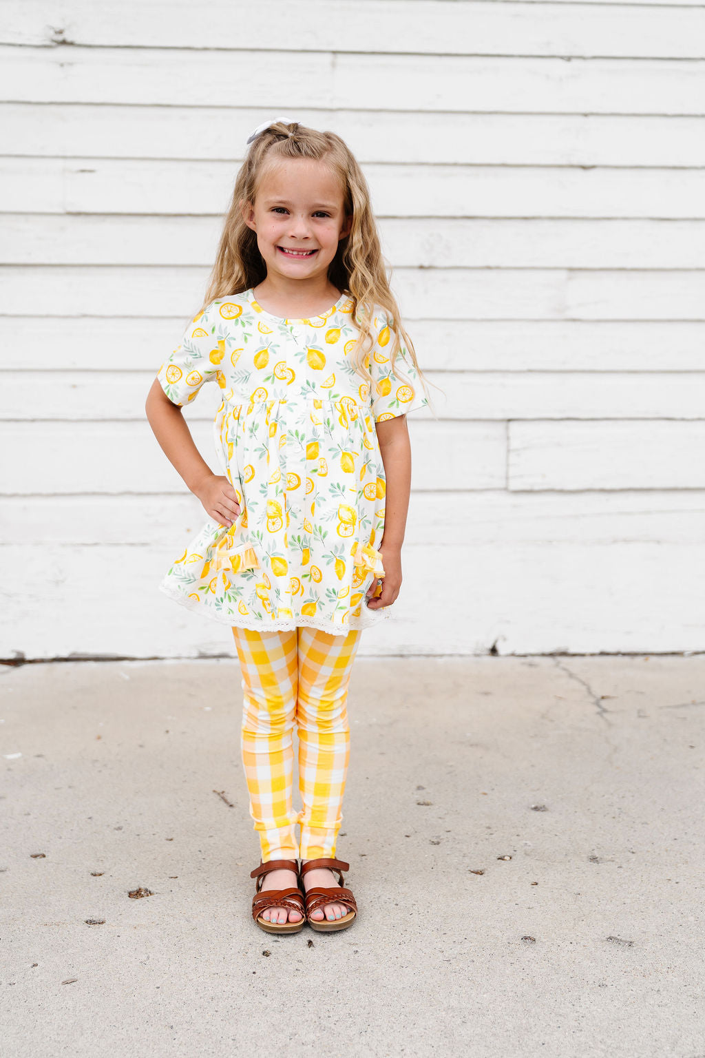 Laree Baby Tunic Legging Set – Lemon Print, Short Sleeve