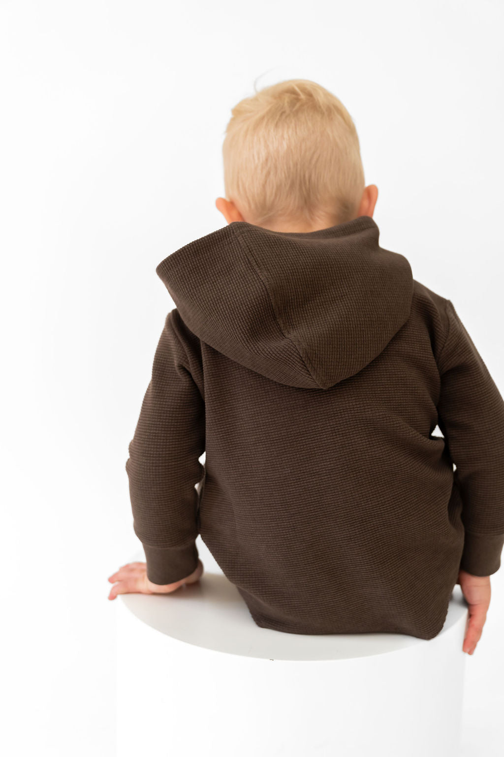 Cocoa Waffle Knit Hooded Pullover