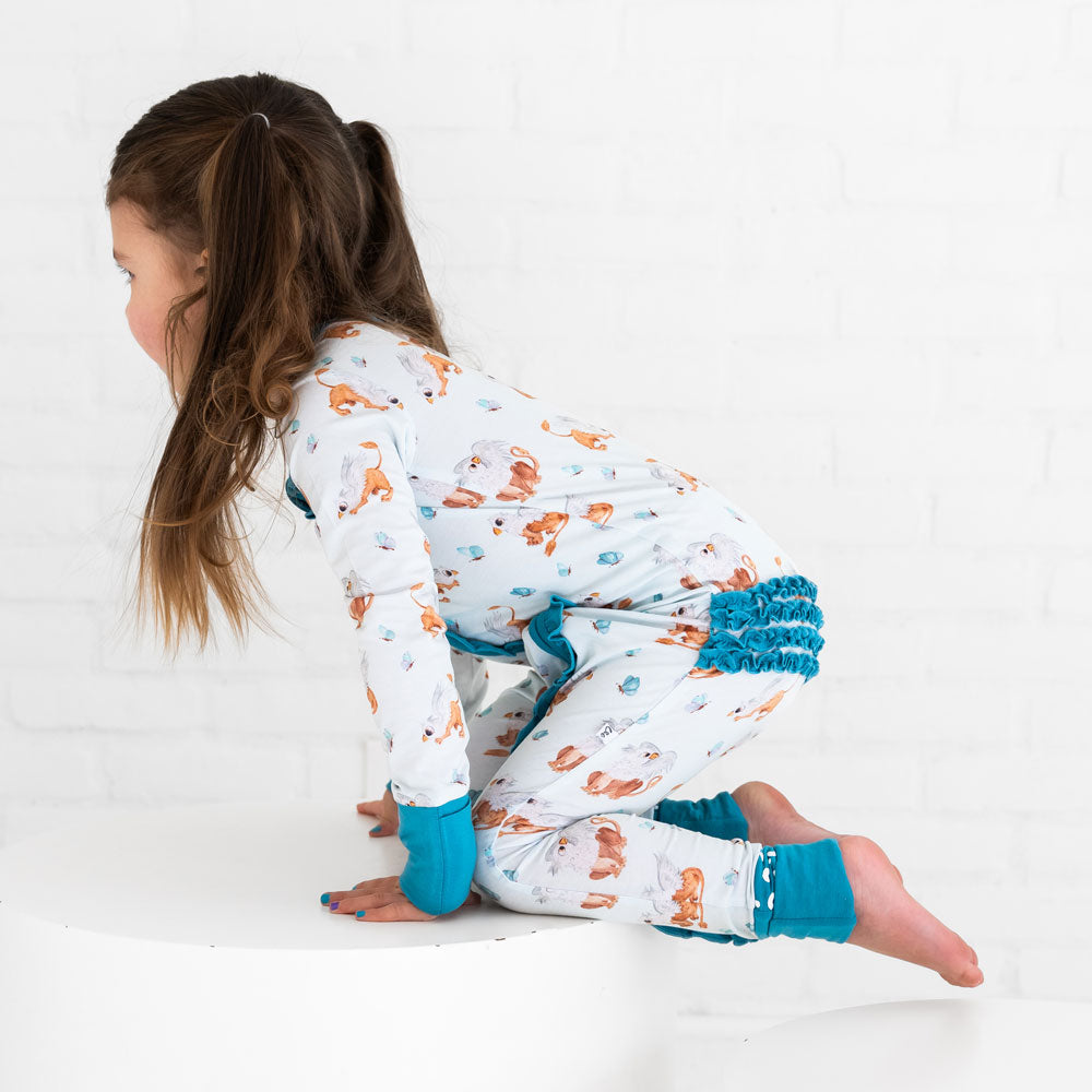 Griffin Butterflies Bamboo Ruffle Convertible Footie (2t-4t)