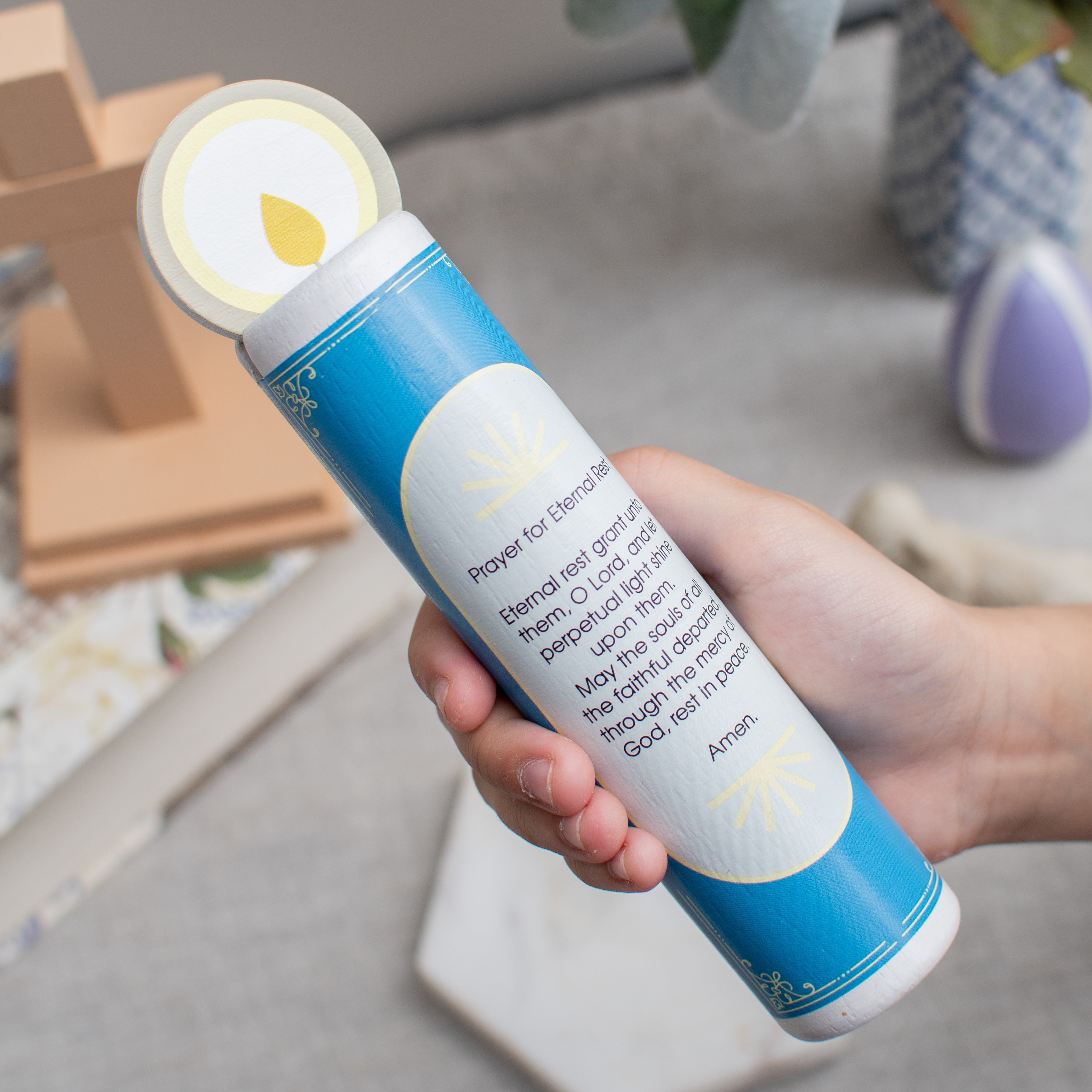 Jesus Christ, The Risen Lord (Eternal Rest Prayer For The Deceased) Wooden Prayer Candle