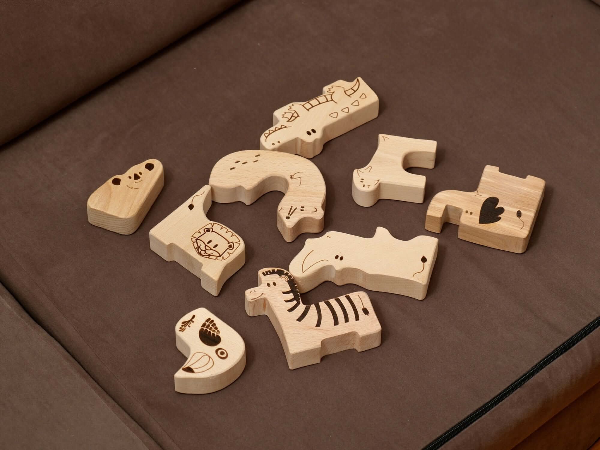 Wooden Safari Animal Puzzle Box For Toddlers