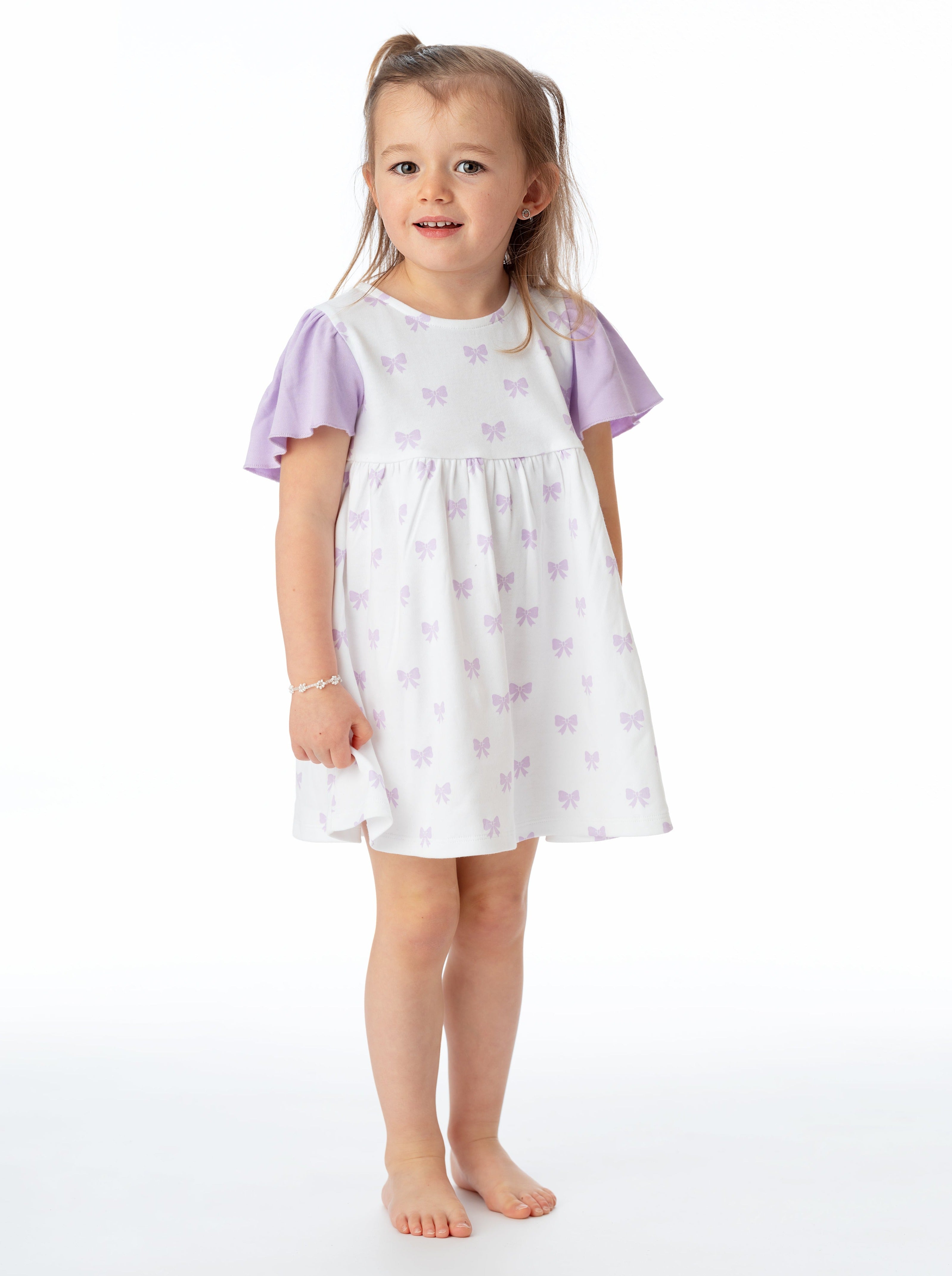 Organic Cotton Alice Ruffled Dress - Bow