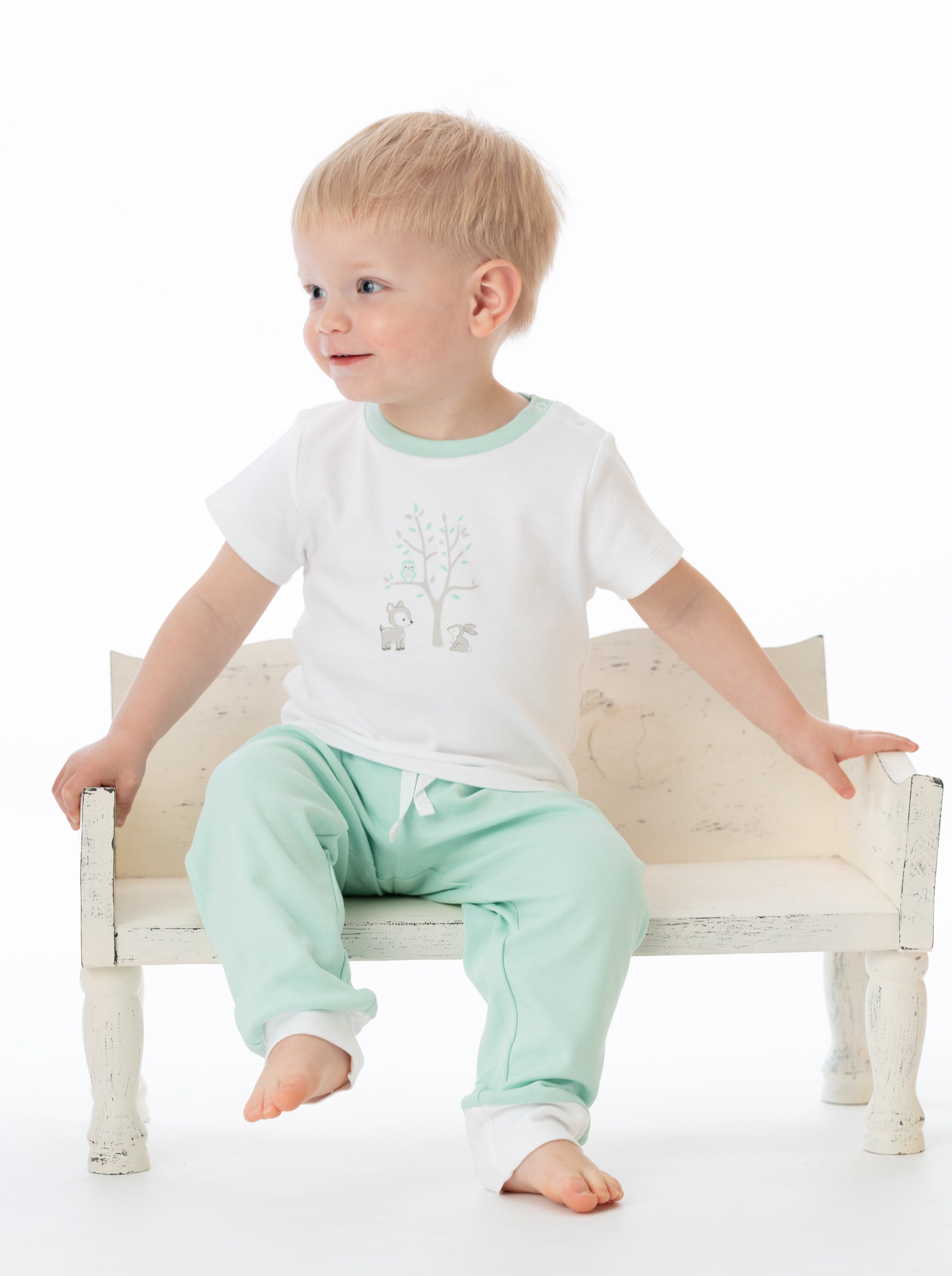 Organic Cotton Jogger Pants - Mint Green