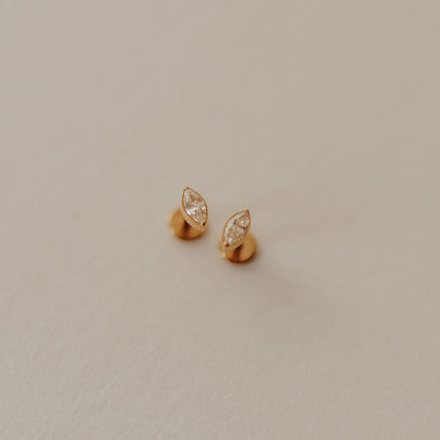 Zoe Marquise Diamond Flat Back Studs