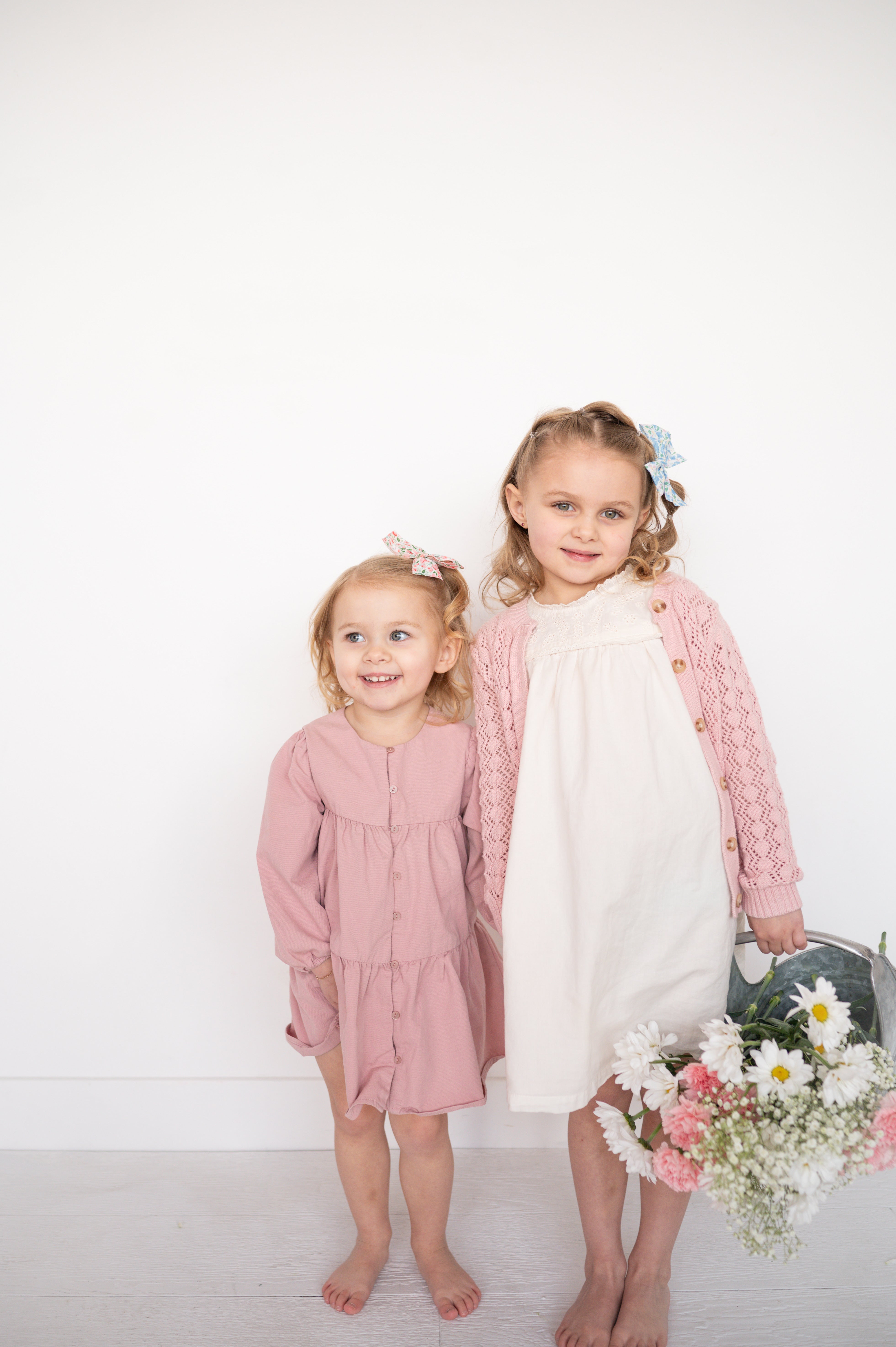 Spring Garden- Pink | Pigtail Set - Hand-tied Bow