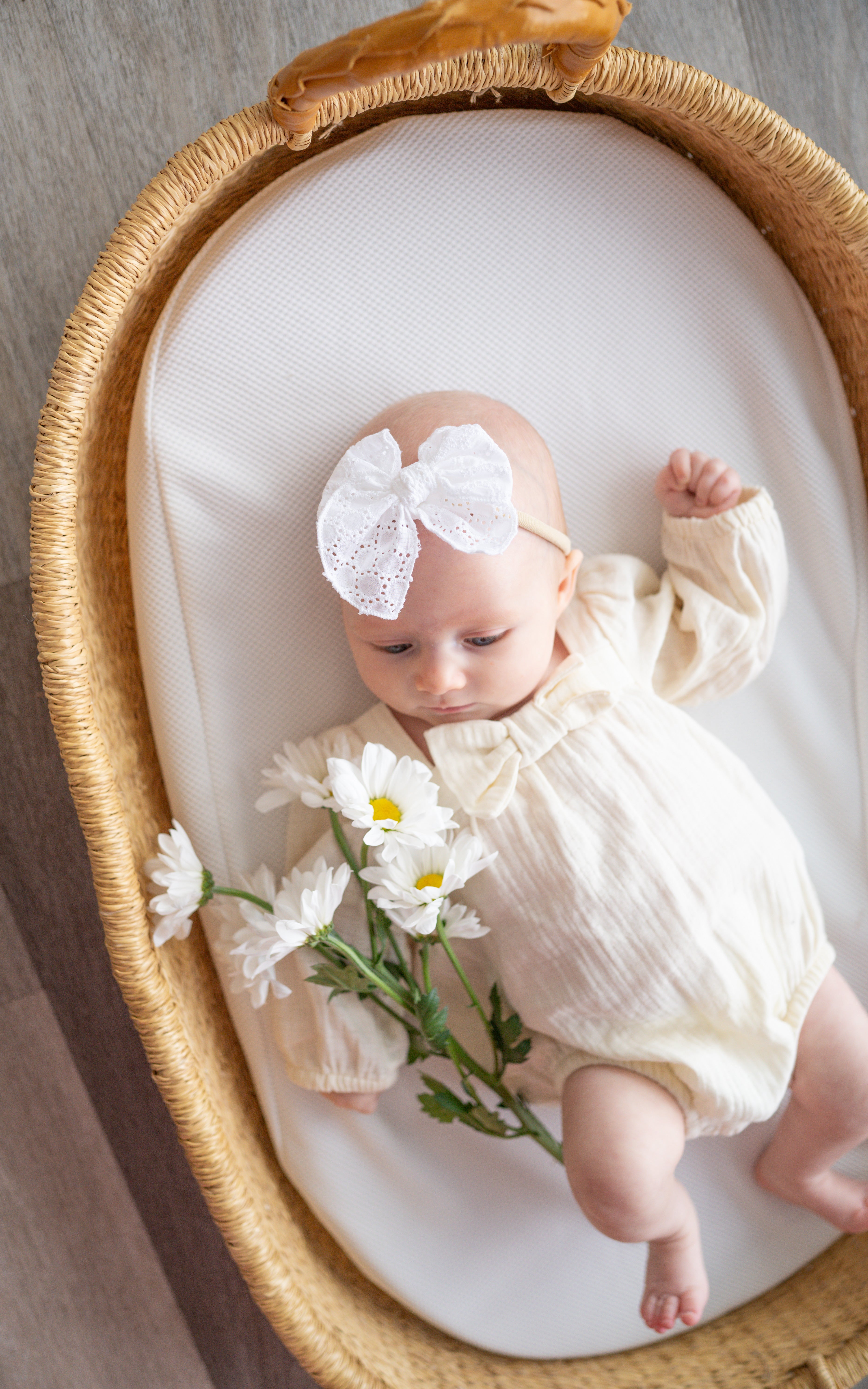 White Eyelet | Petite Party Bow