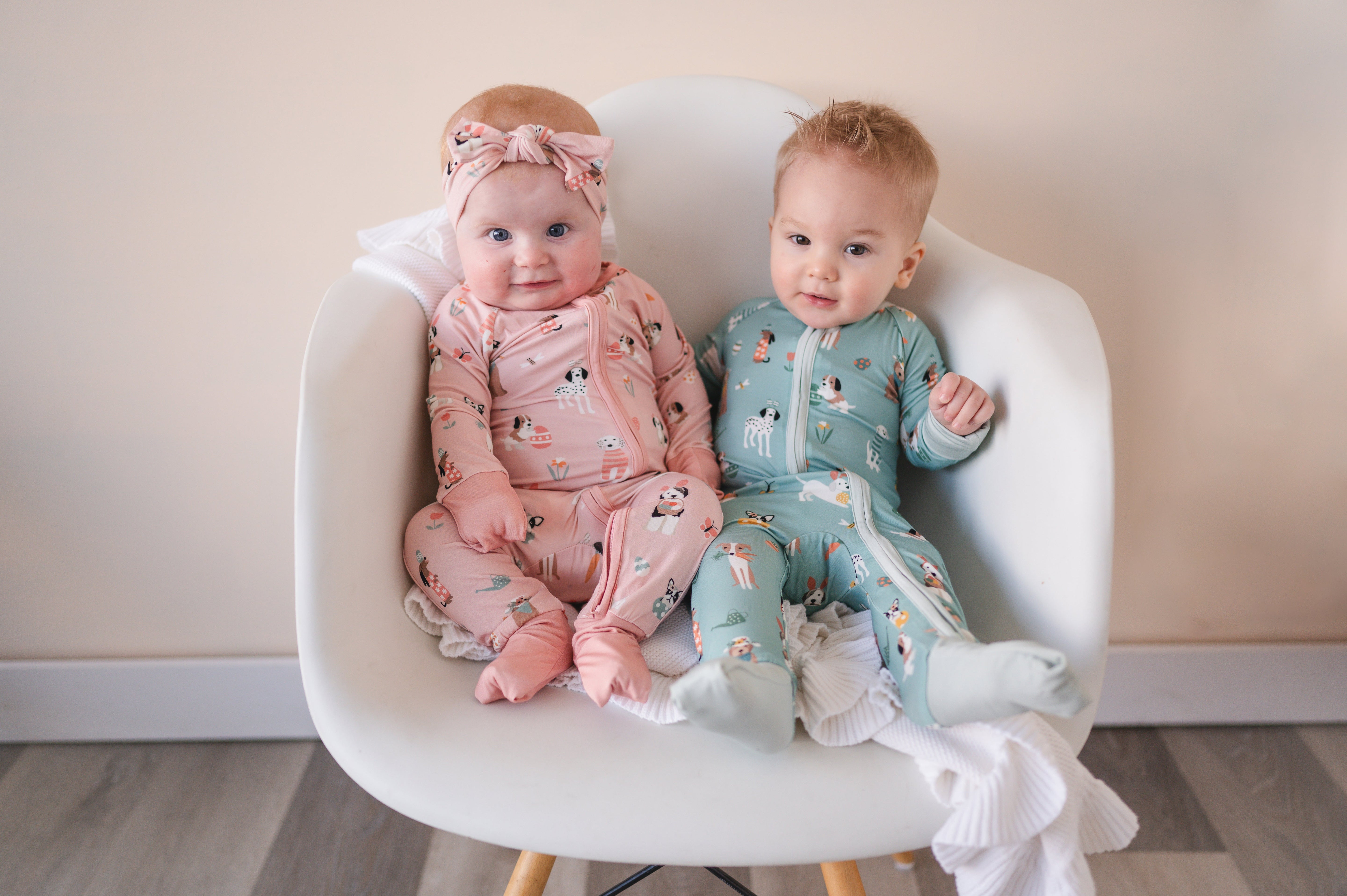 Puppy Egg Hunt (convertible Zip Footies) - Aquamarine