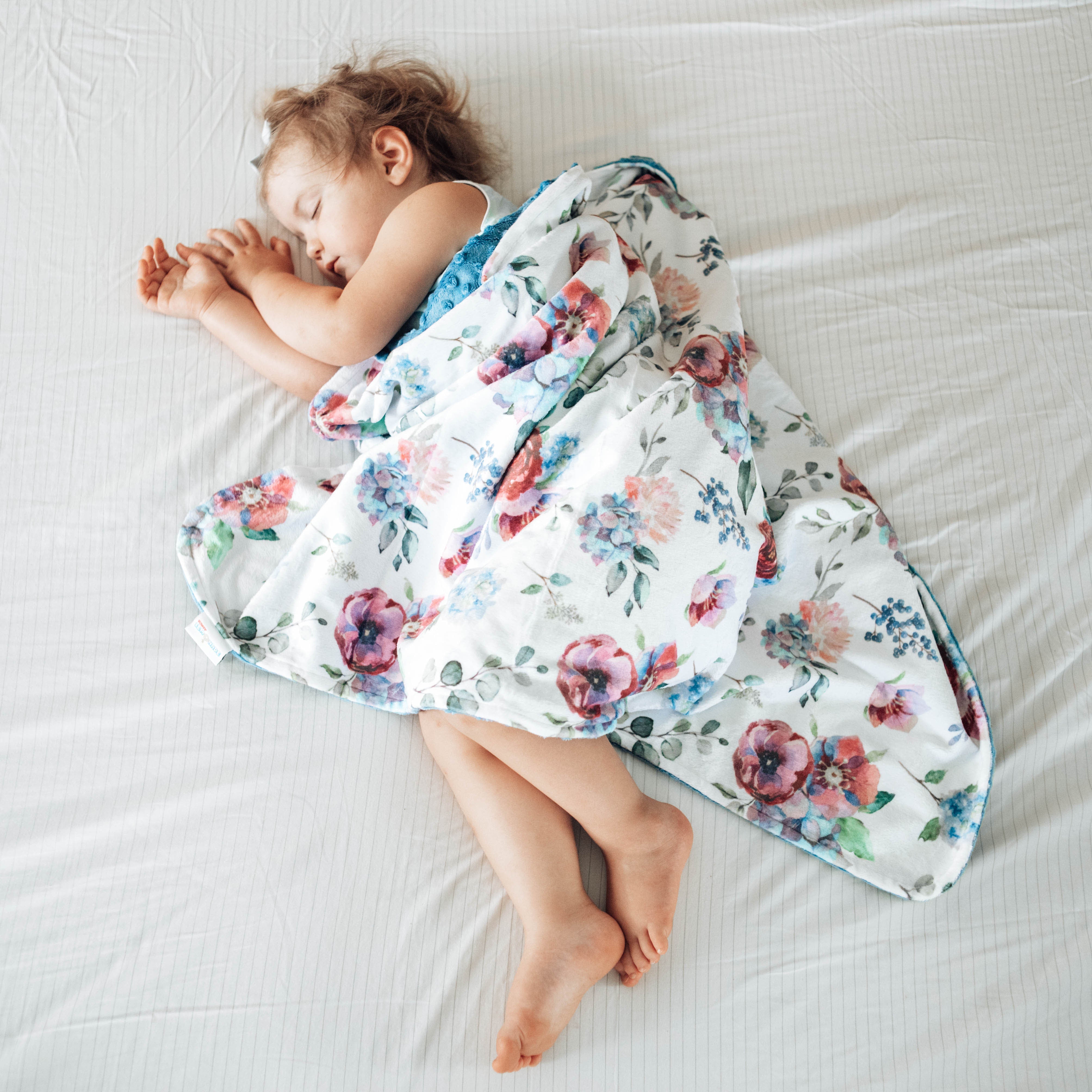 Blue Floral Minky Baby Blanket