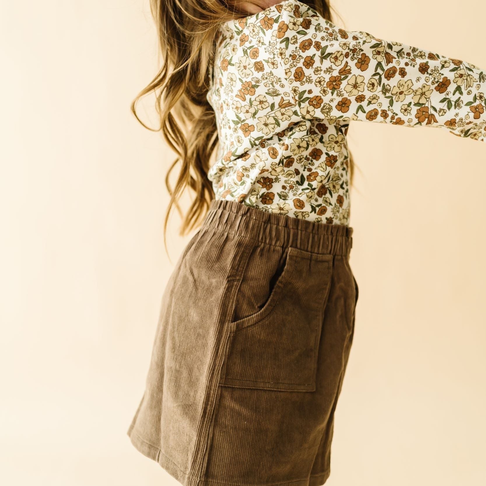 Organic Tee And Corduroy Skirt Set - Espresso
