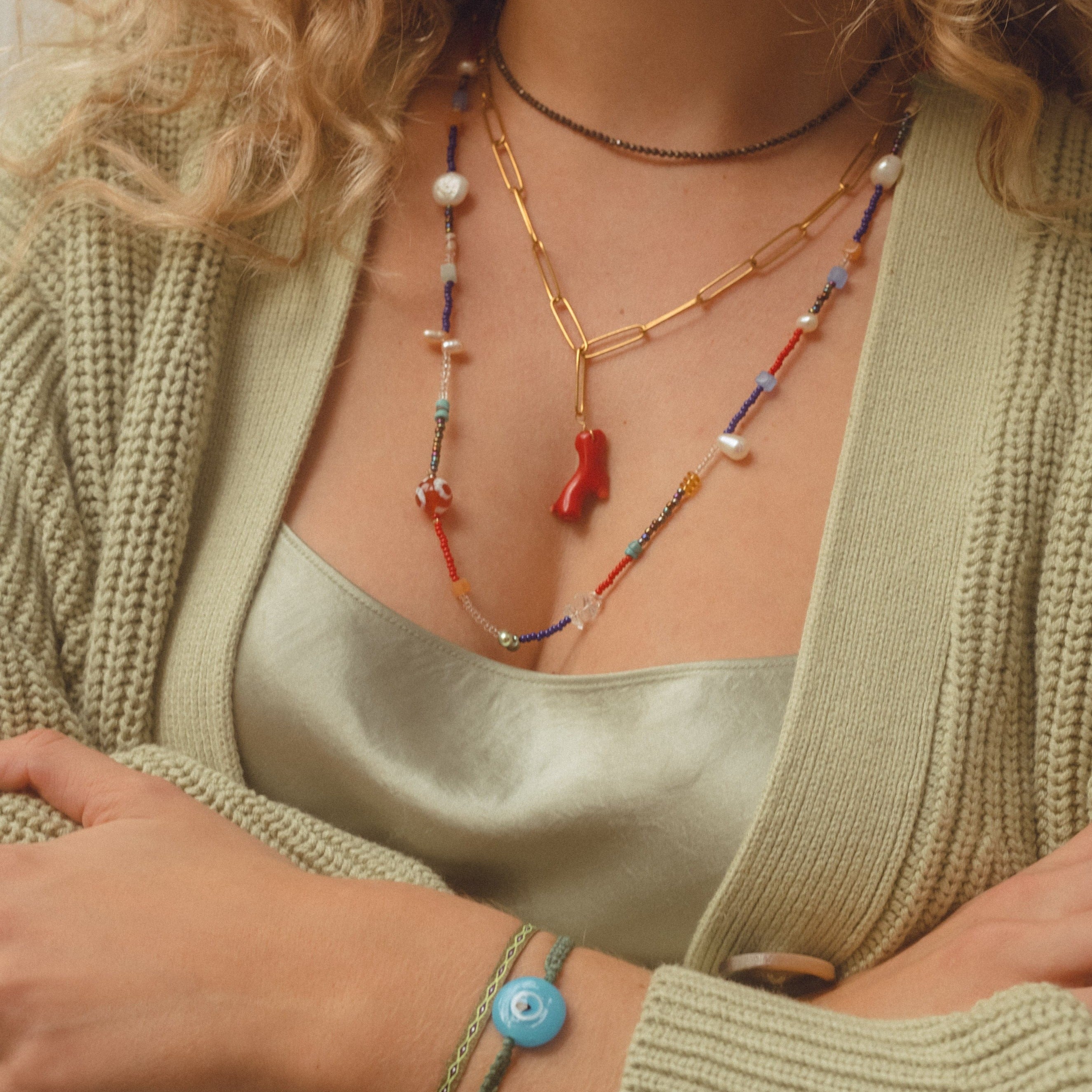 Red Coral Chain Necklace
