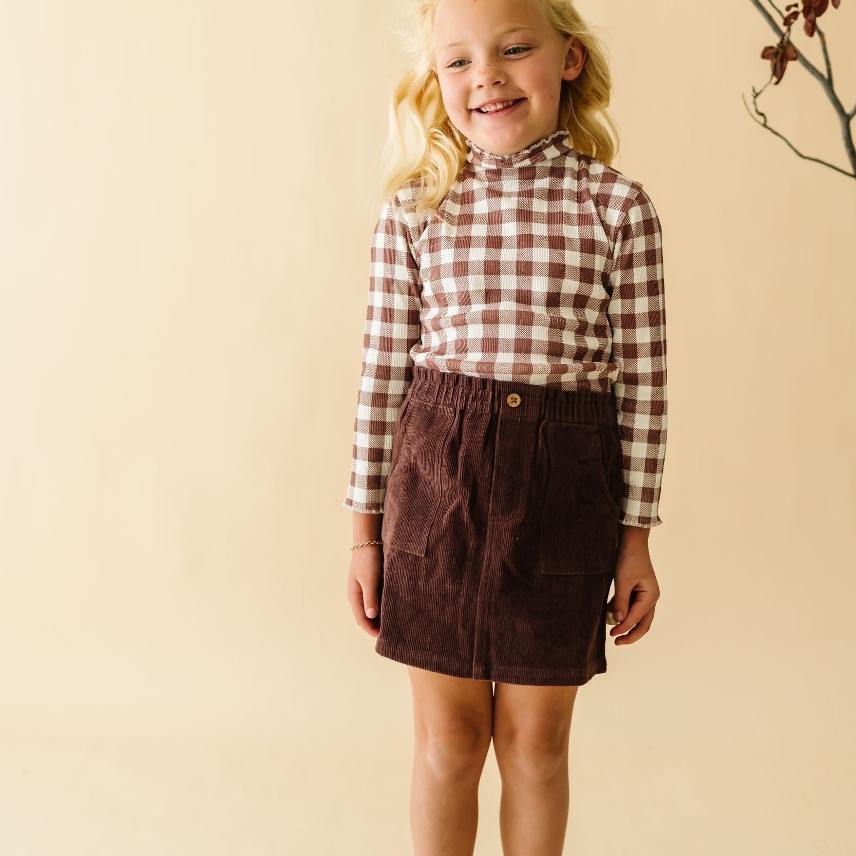 Organic Tee And Corduroy Skirt Set - Plum