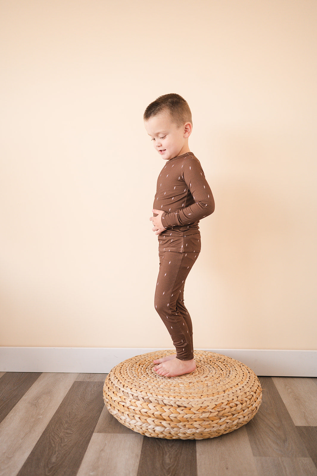 Two-piece Pajama Set - Brown Lightning