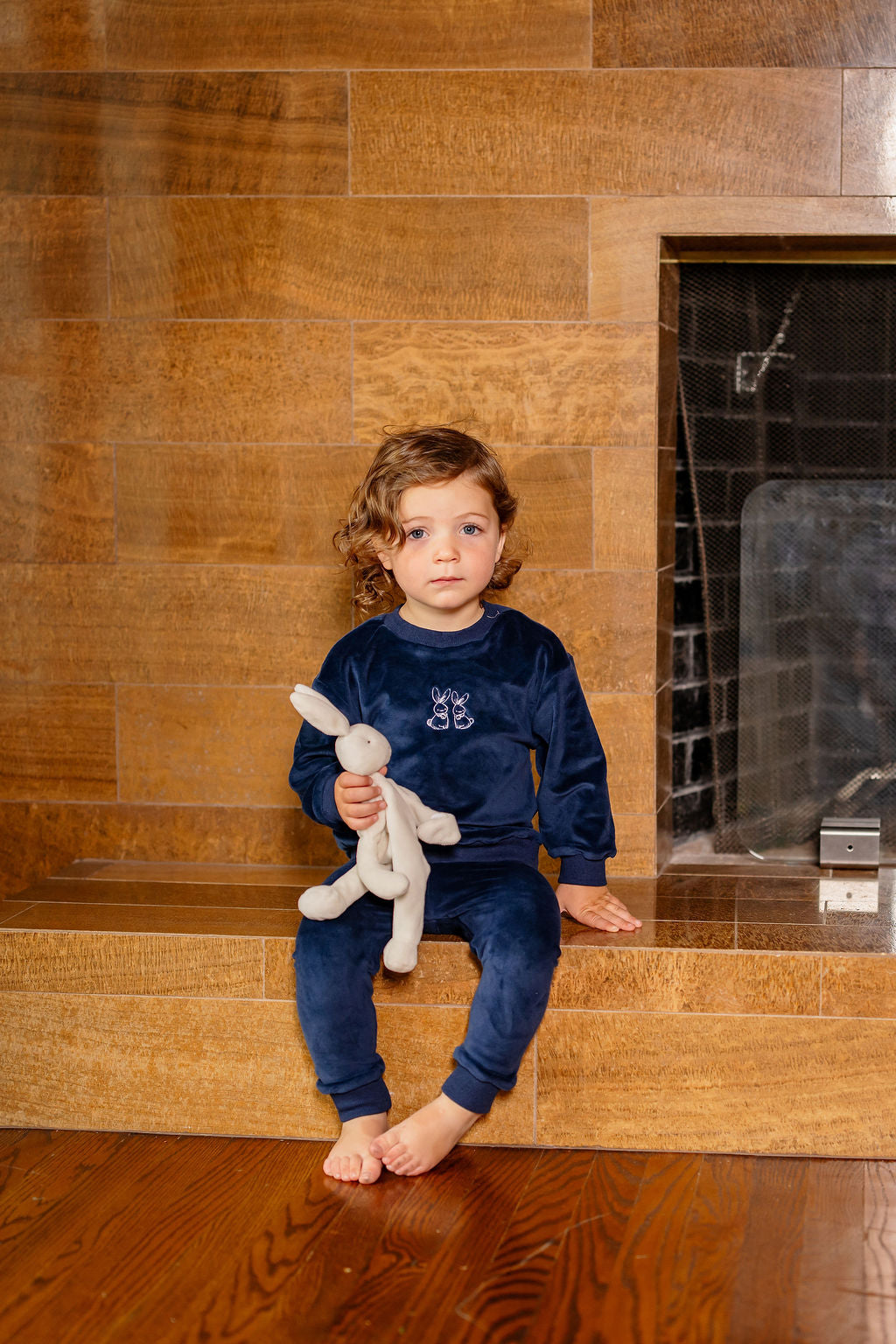 Velour Bunny Set- Blue