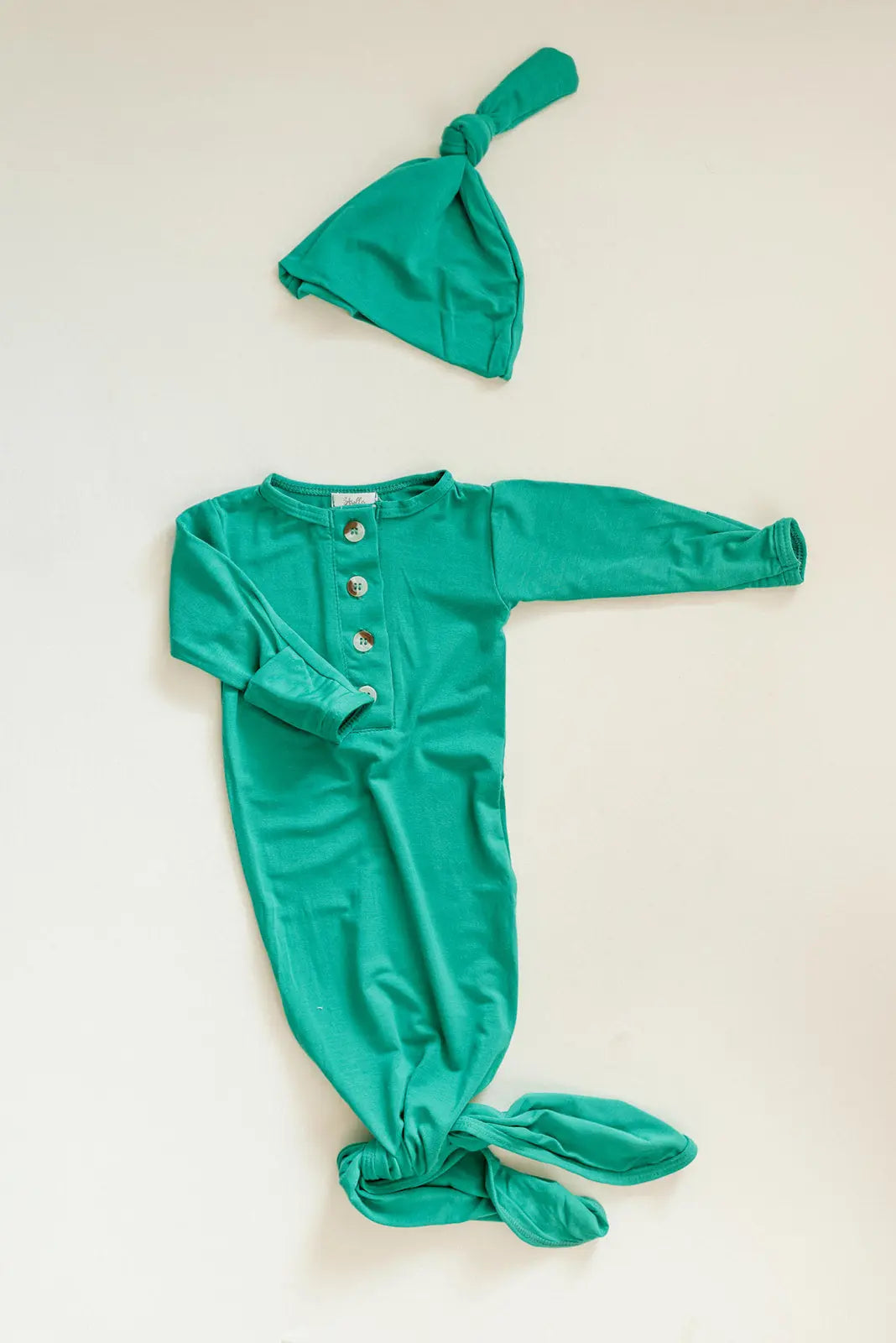 Knotted Baby Gown Set - Holiday Green (newborn-3 Months)