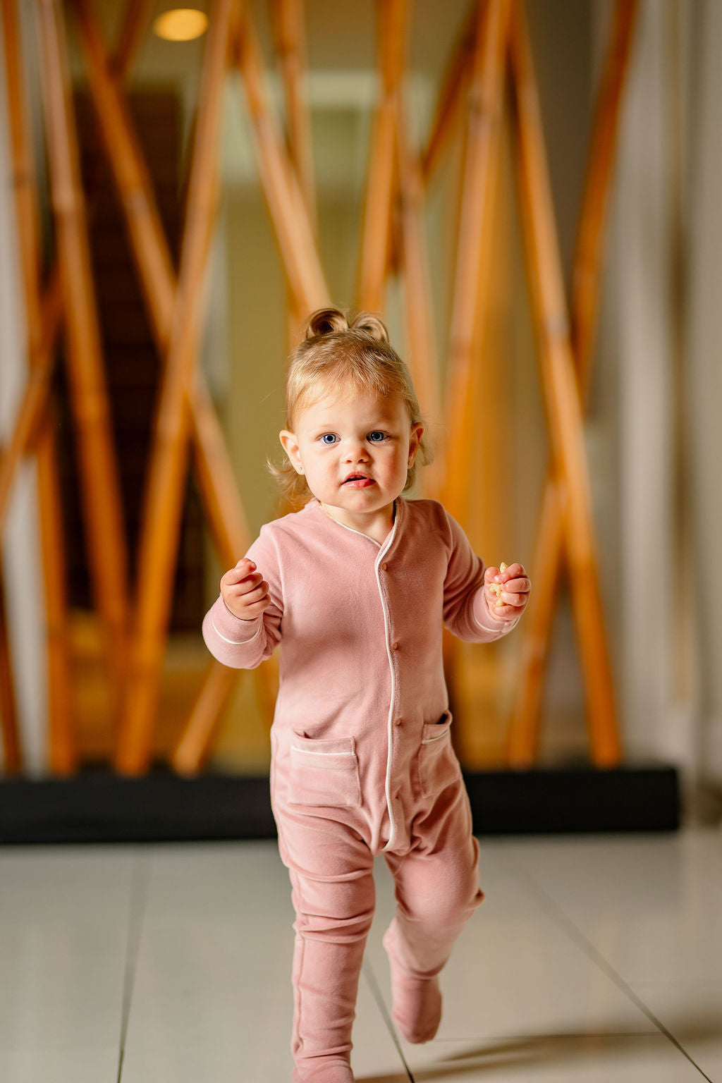 Velour Footie- Dusty Pink