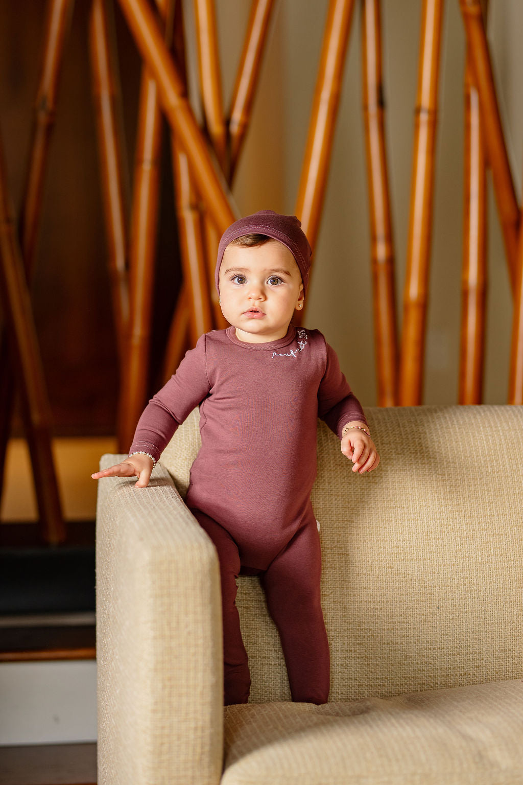 Embroidered Footie- Berry