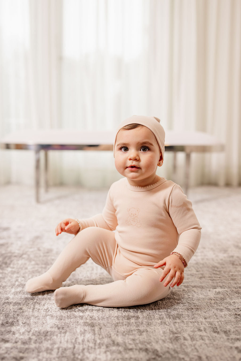 Vintage Bear Footie- Pink