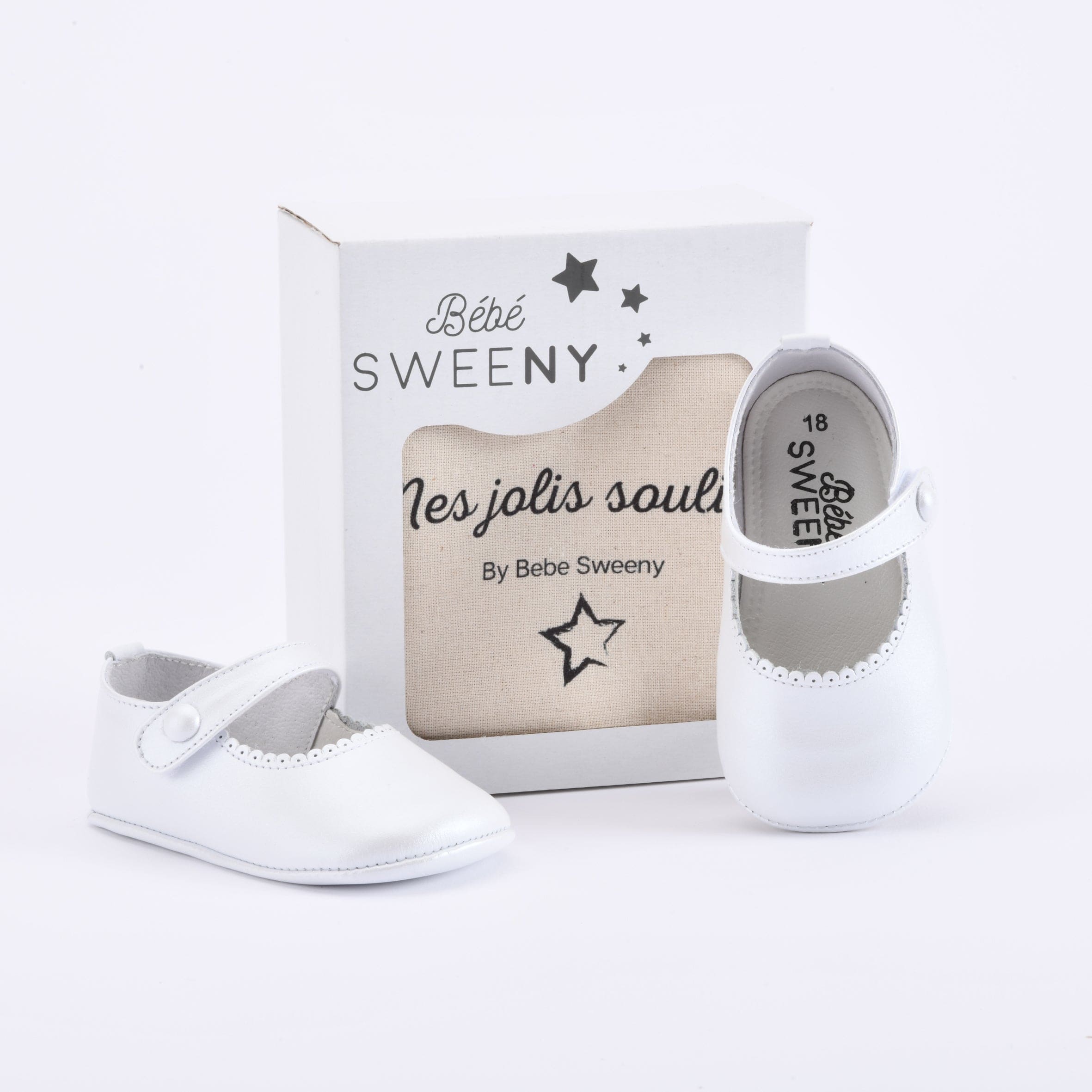 Girls Pearly White Leather Pre-walker Shoes