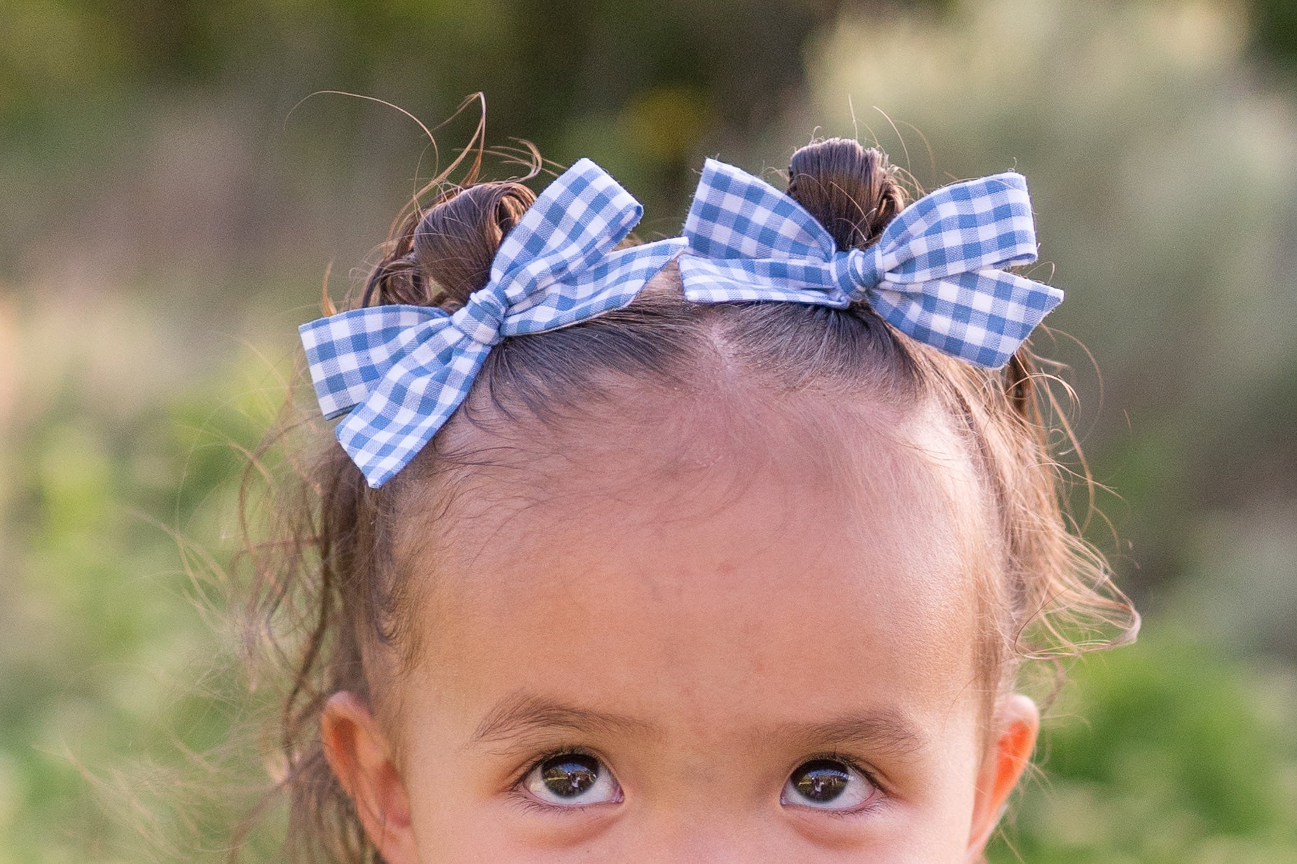 Gingham Glory- Blue | Pigtail Set - Hand-tied Bow