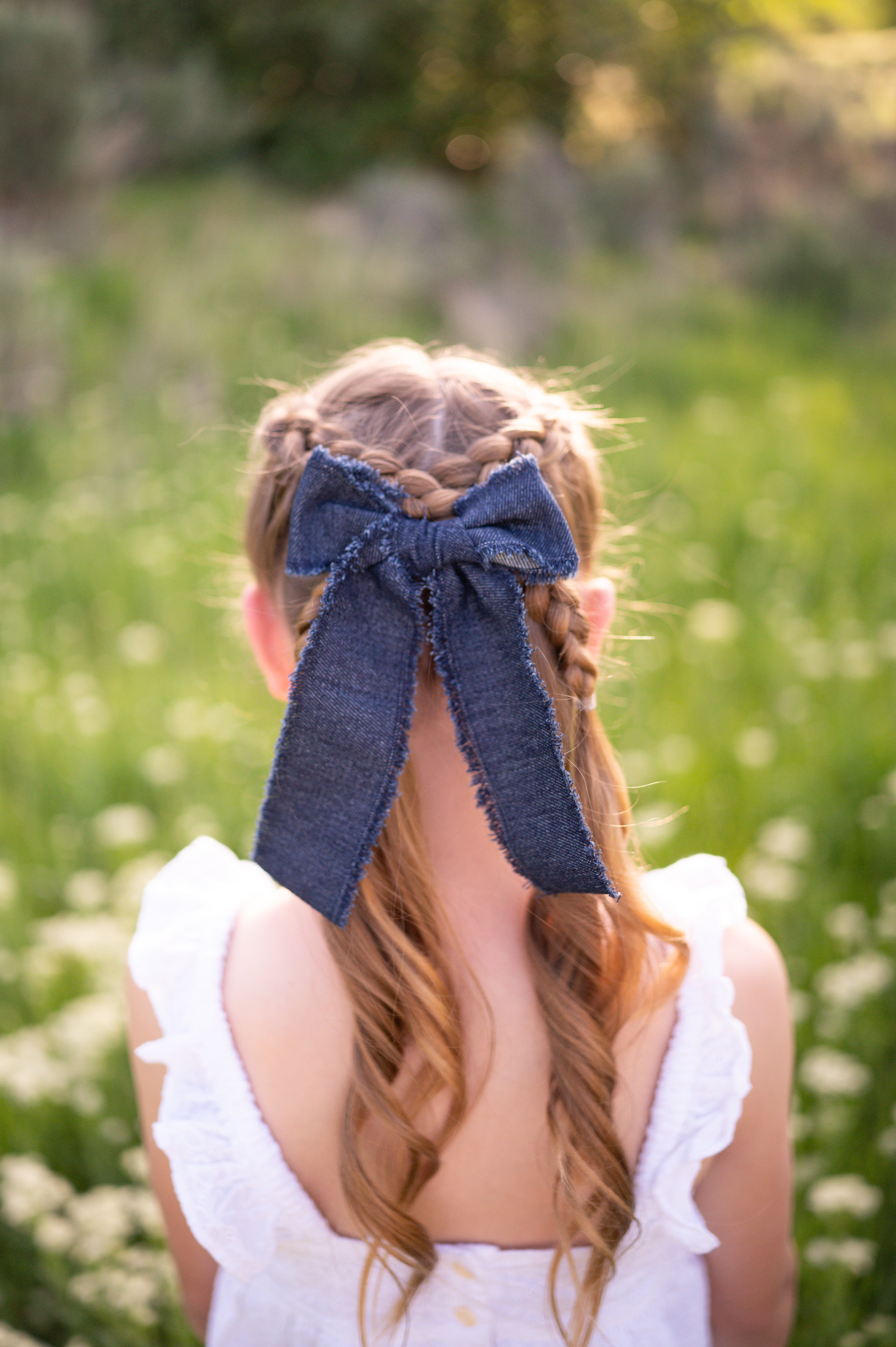 Midnight Denim | Statement Ribbon Bow