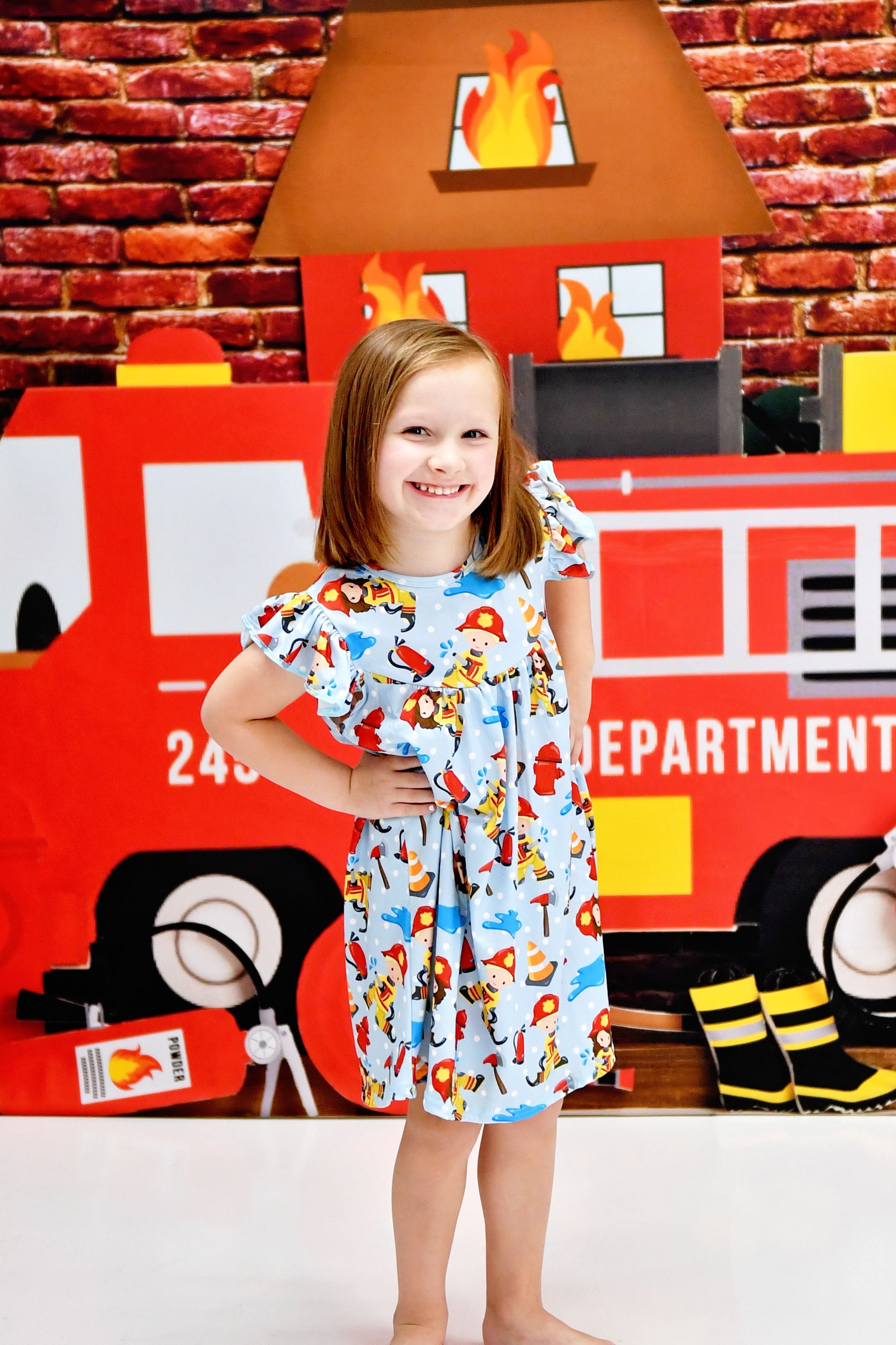 Firefighter Inspired Flutter Milk Silk Dress