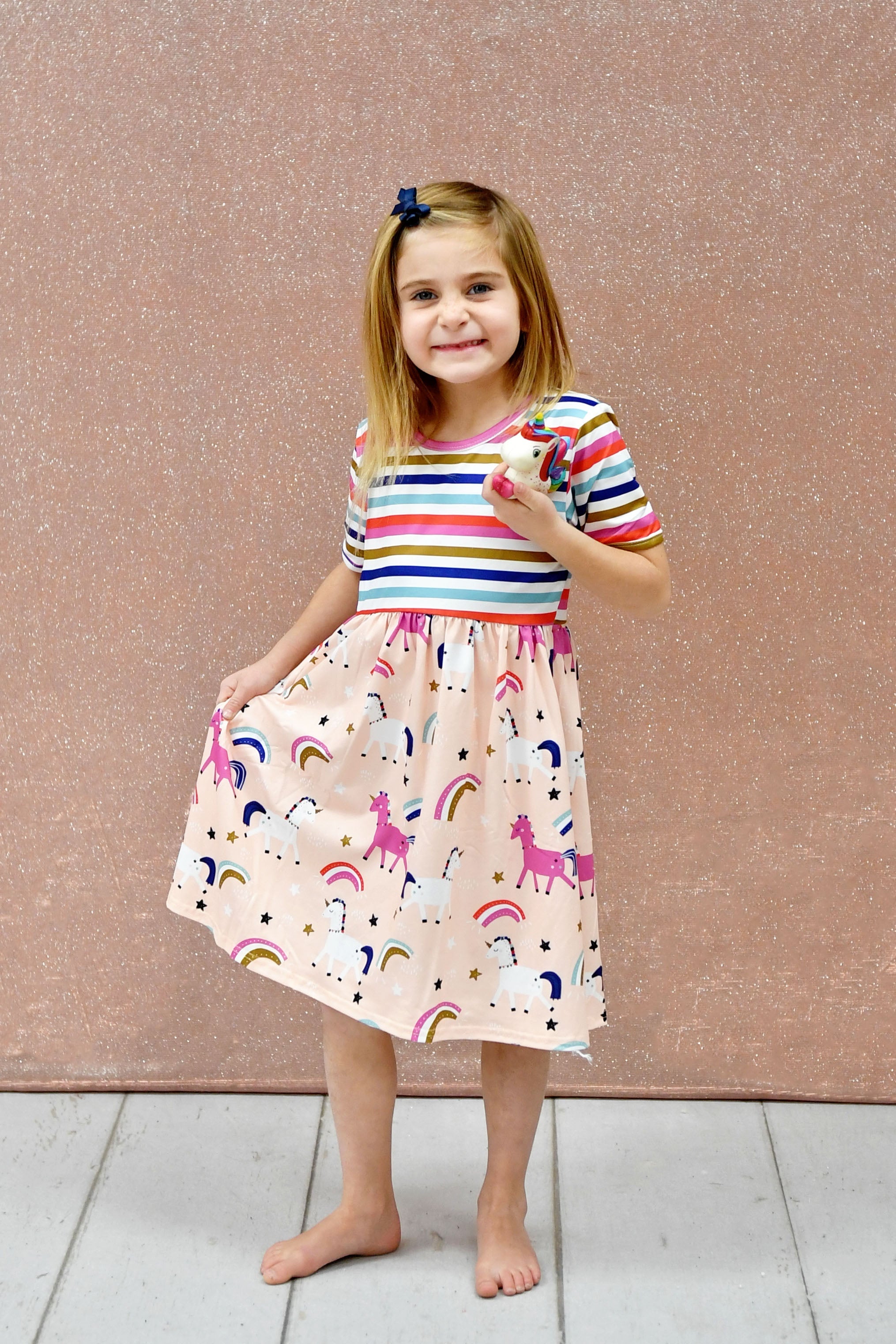 Unicorn At Heart Short Sleeve Milk Silk Dress