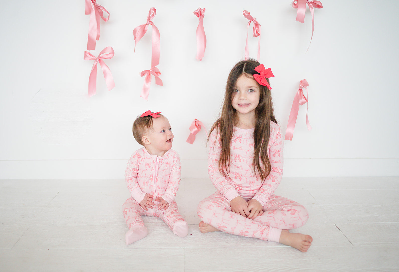 Pink Bows (convertible Zip Footies)