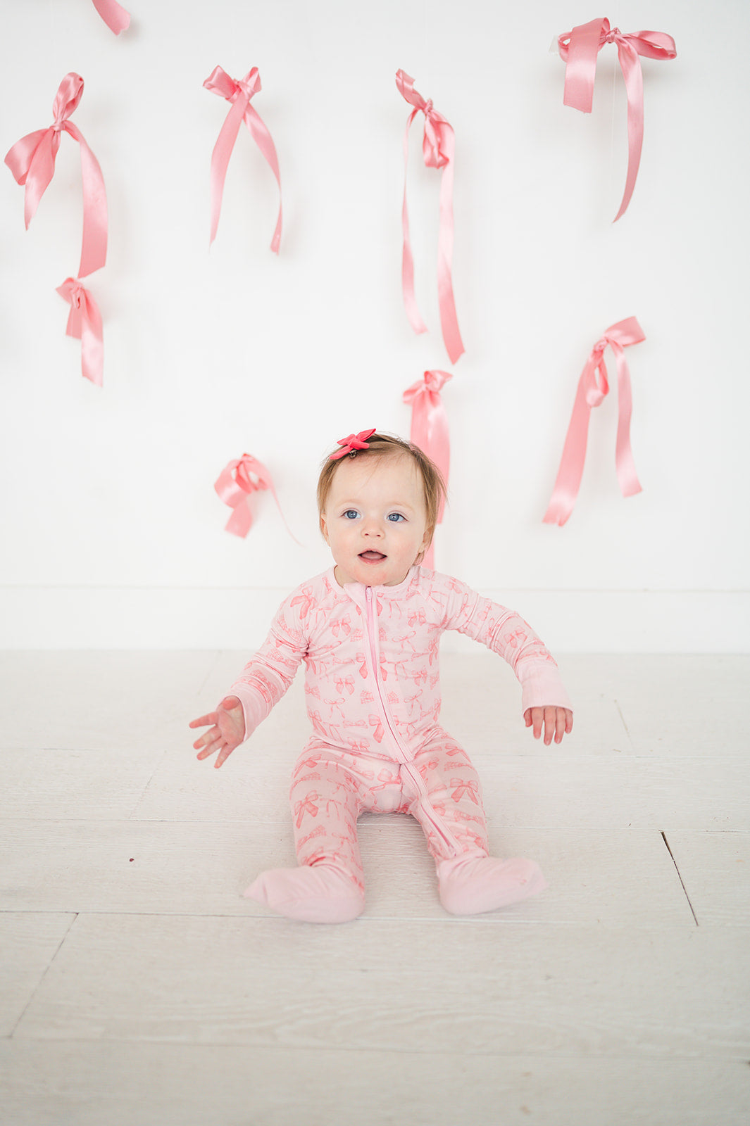 Pink Bows (convertible Zip Footies)