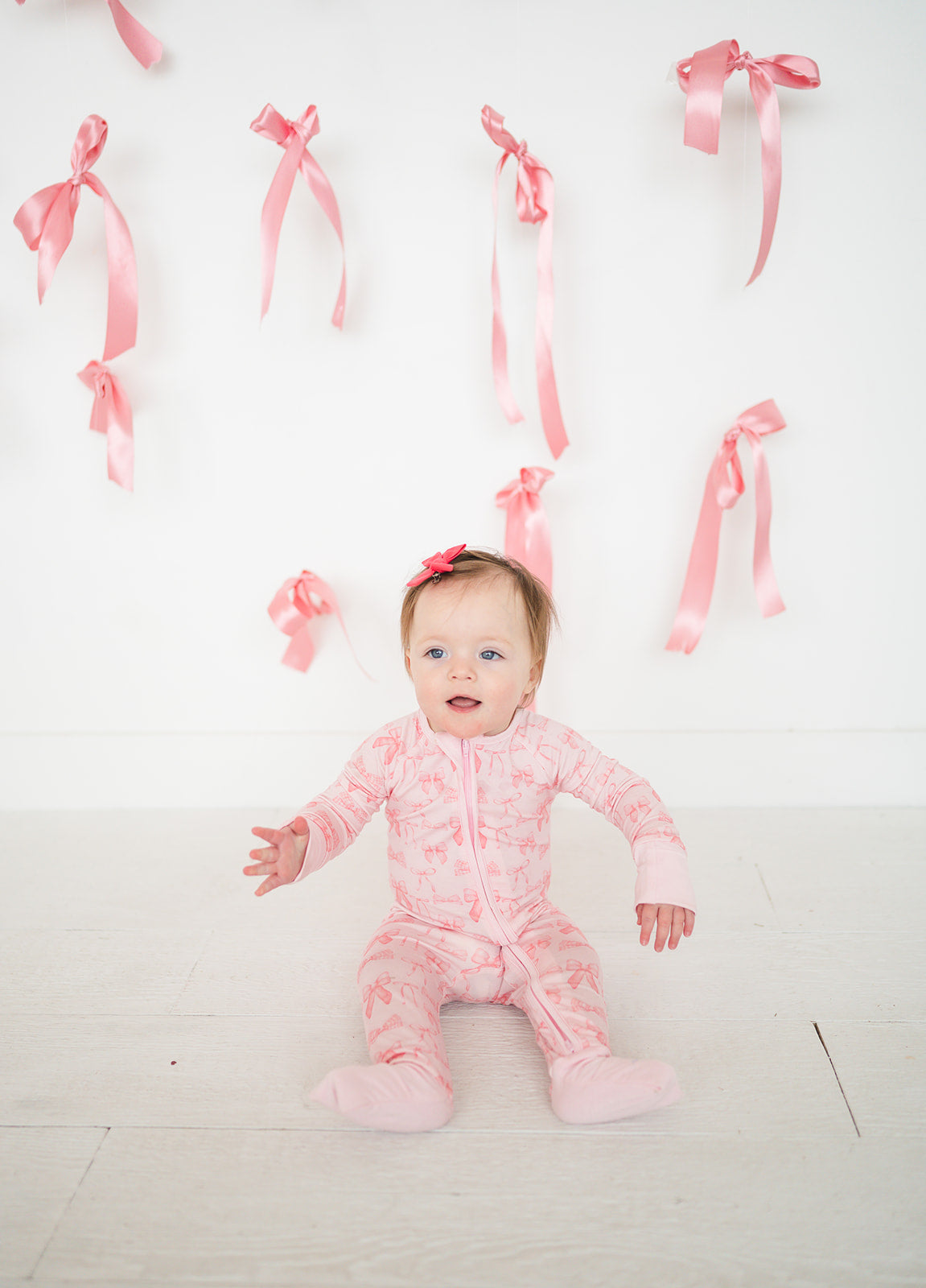 Pink Bows (convertible Zip Footies)