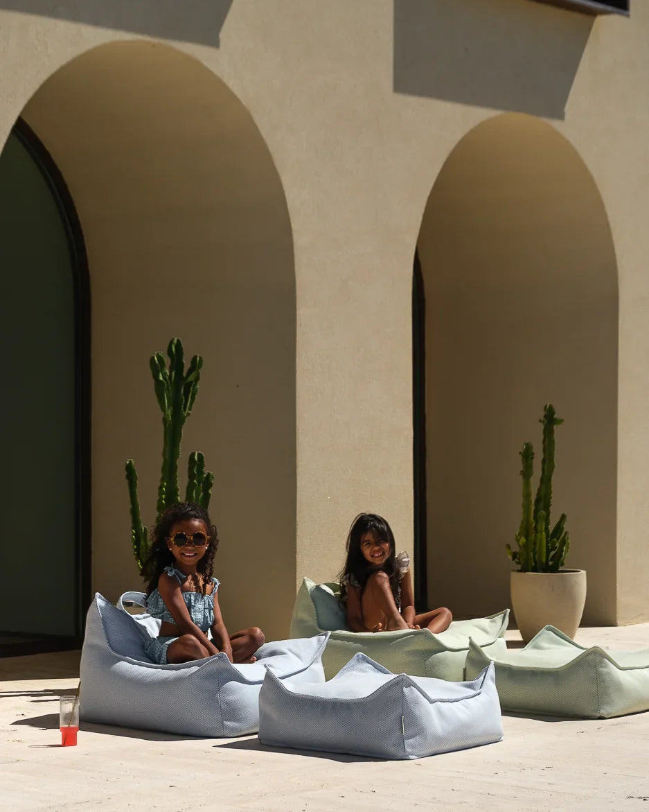 Azure Outdoor Beanbag Chair And Ottoman Set