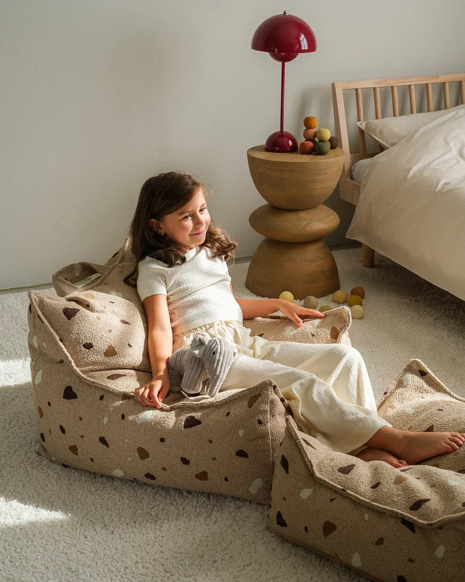 Terrazzo Sand Beanbag Chair And Ottoman Set