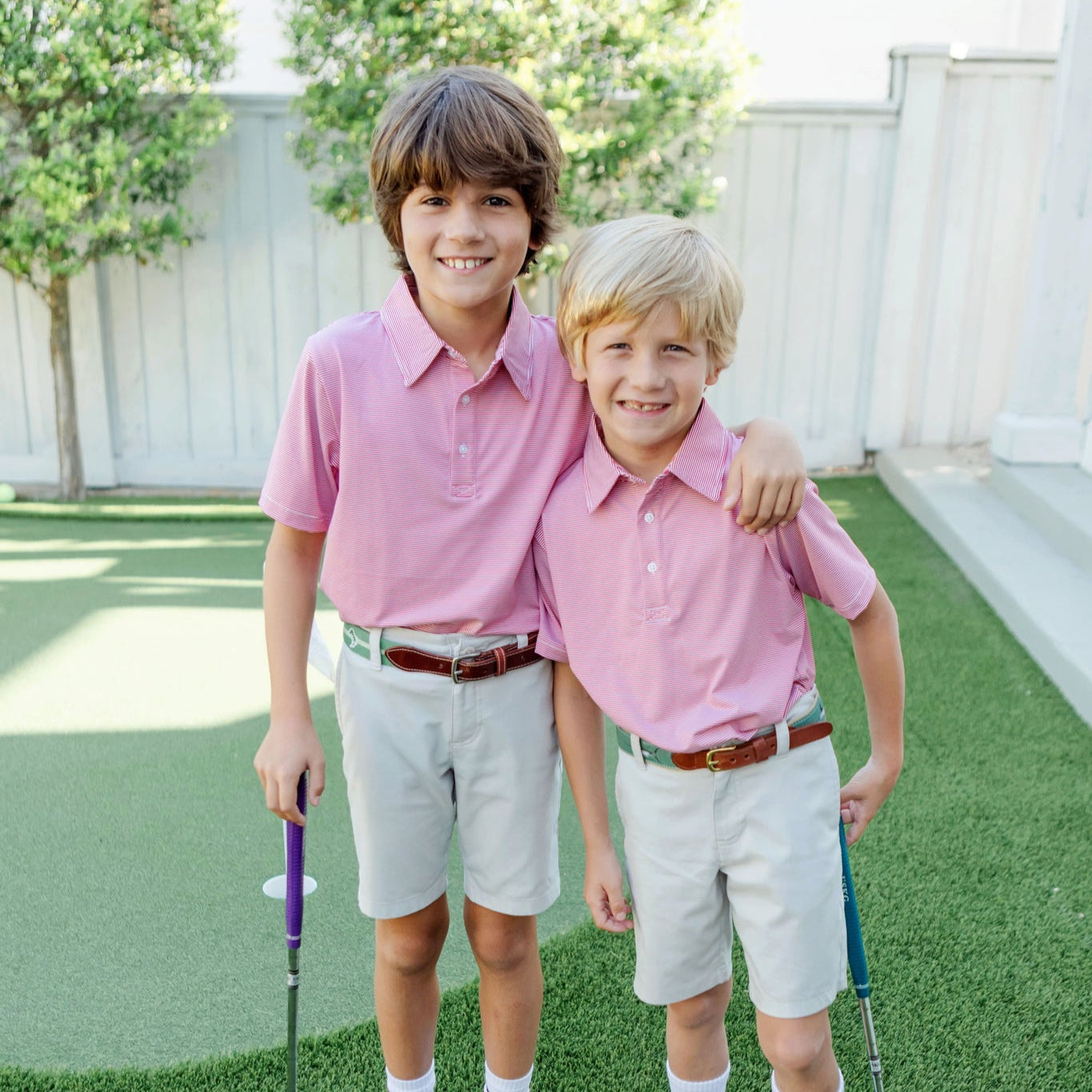 Will Boys' Golf Performance Polo Shirt - Red Stripes