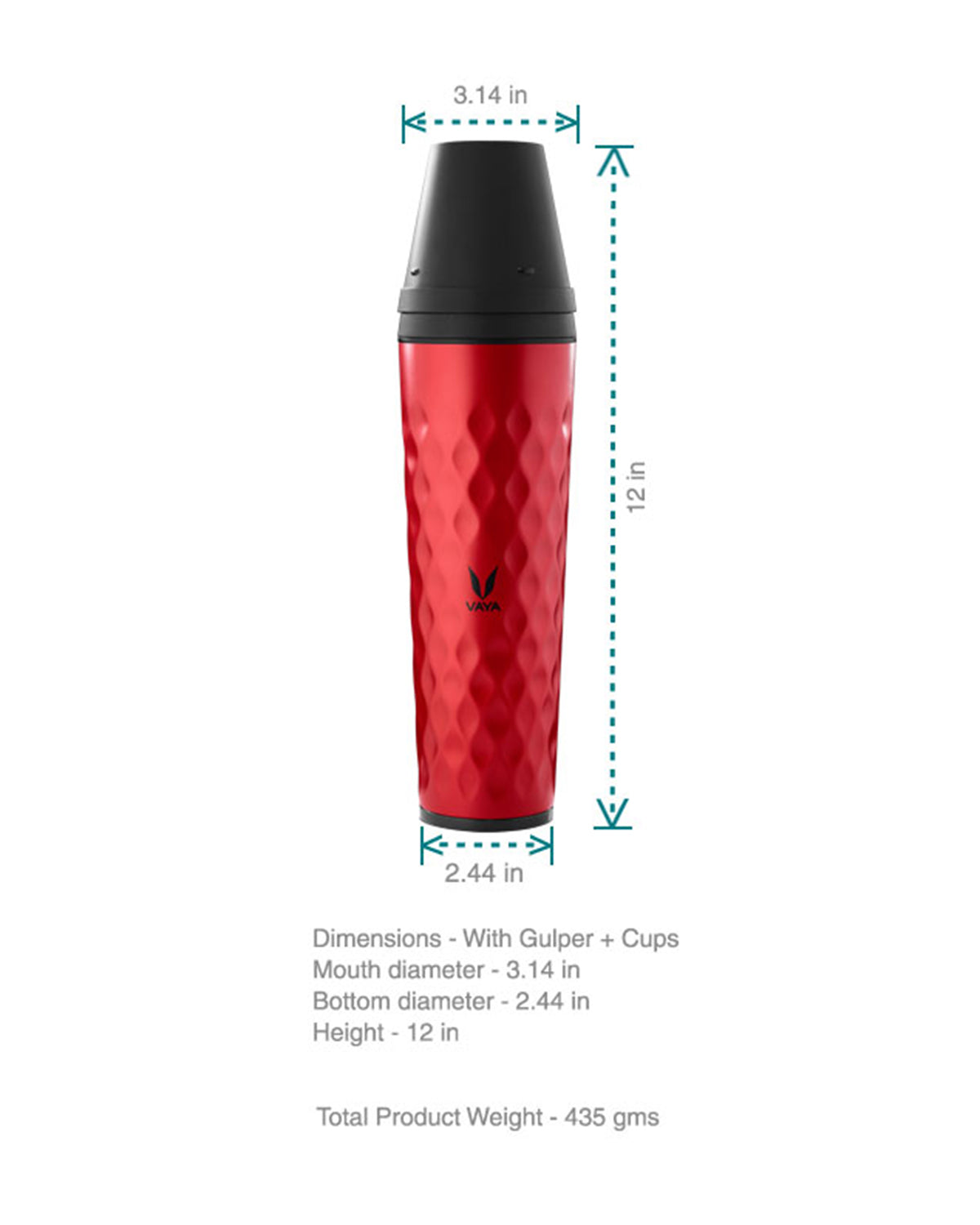 Vaya Drynk - 20.2 Fl.oz - Red - With Gulper Lid + 2 Cups