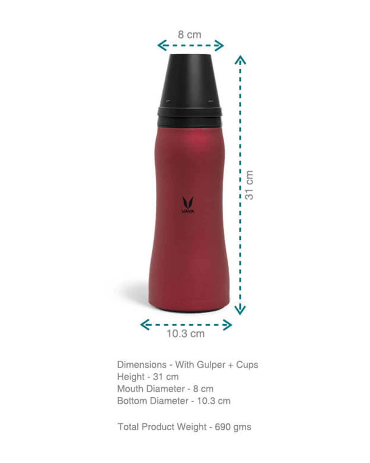 Vaya Drynk - 30.4 Fl. Oz - Red - With Gulper Lid + 2 Cups