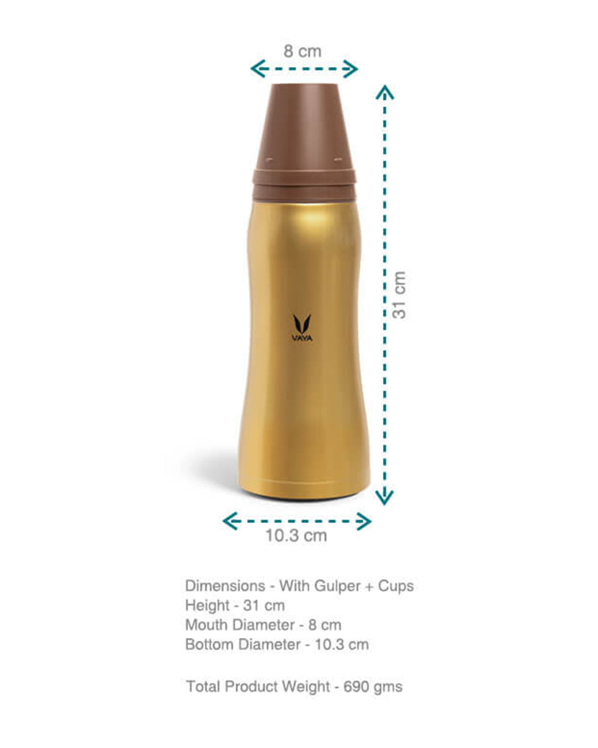 Vaya Drynk - 30.4 Fl. Oz - Turmeric - With Gulper Lid + 2 Cups