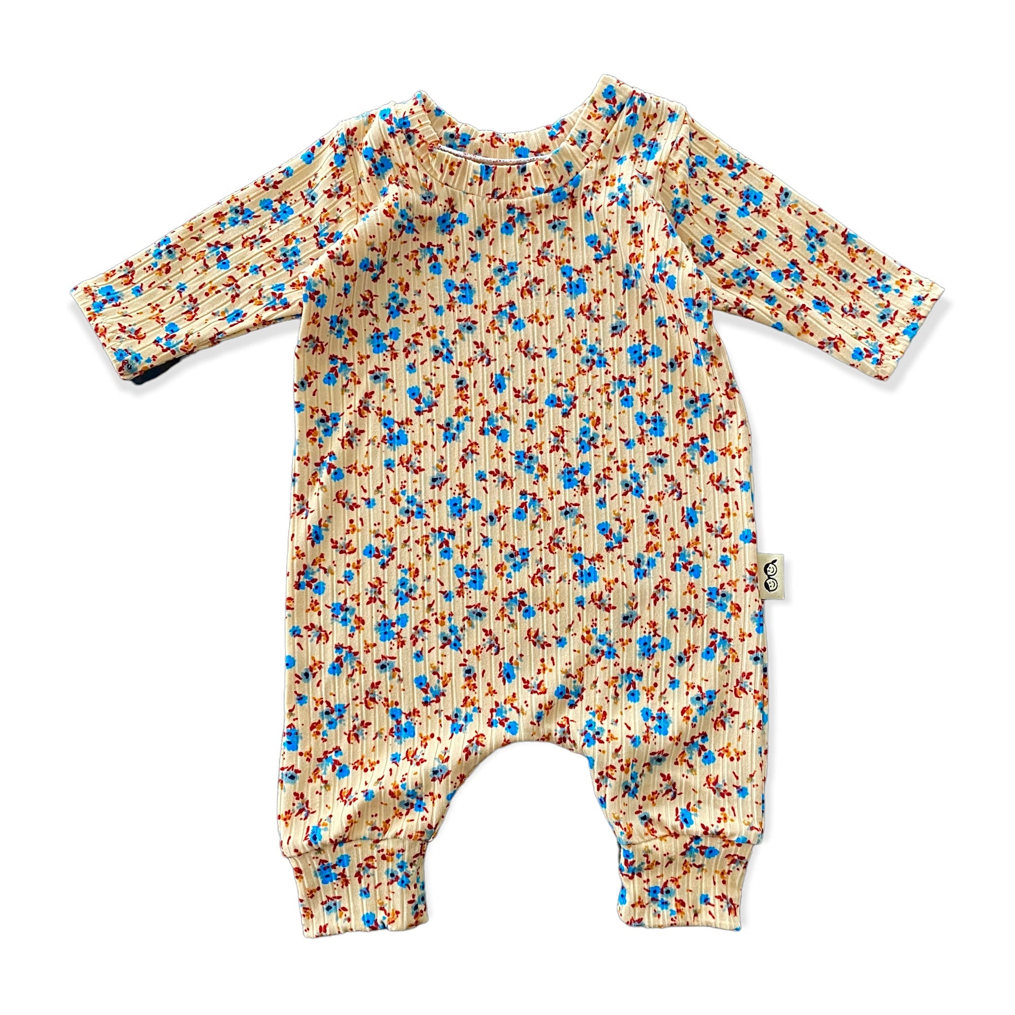 Dainty Floral On Yellow Ribbed Harem Romper