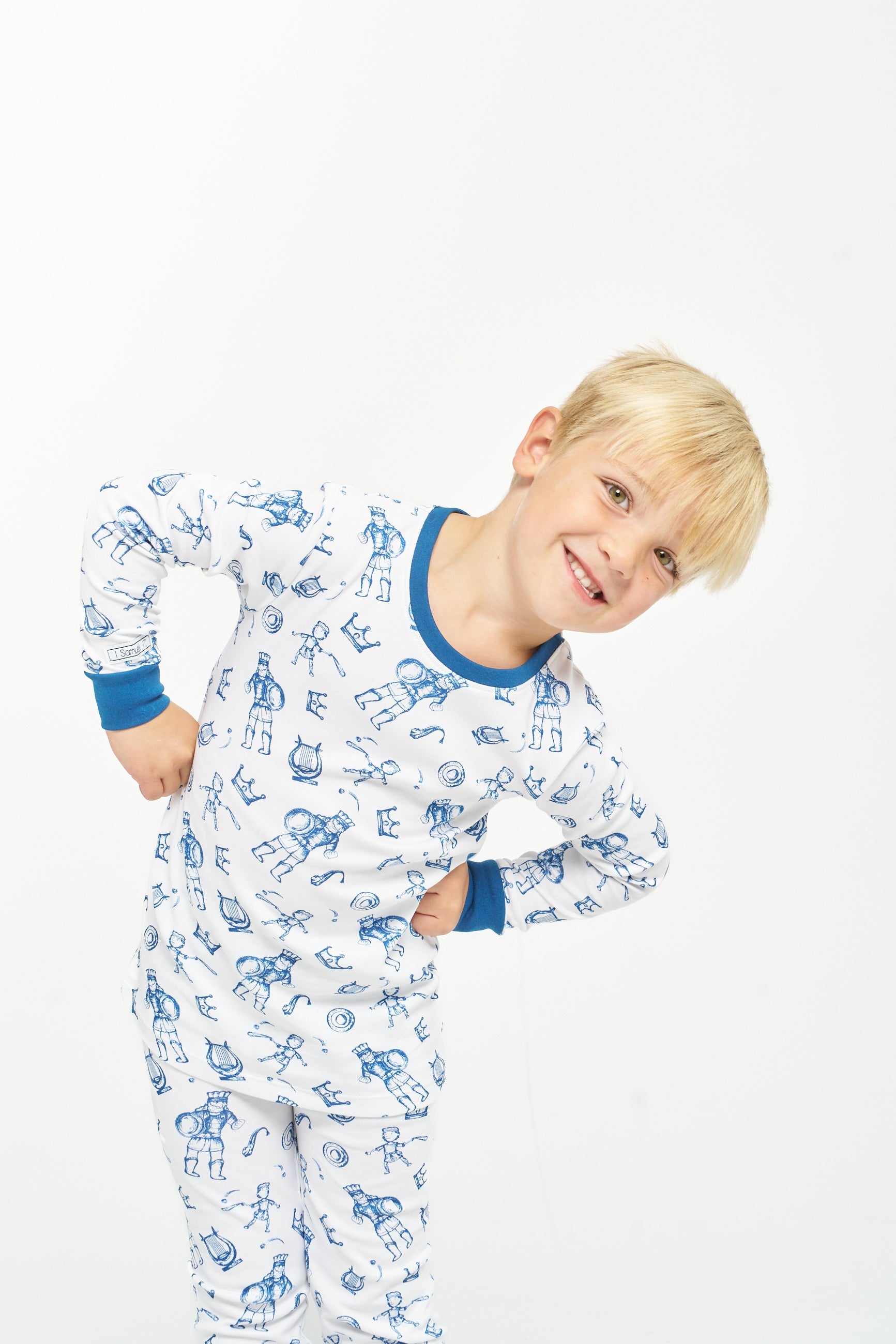 David & Goliath Blue Pj Long Sleeve Set Cotton