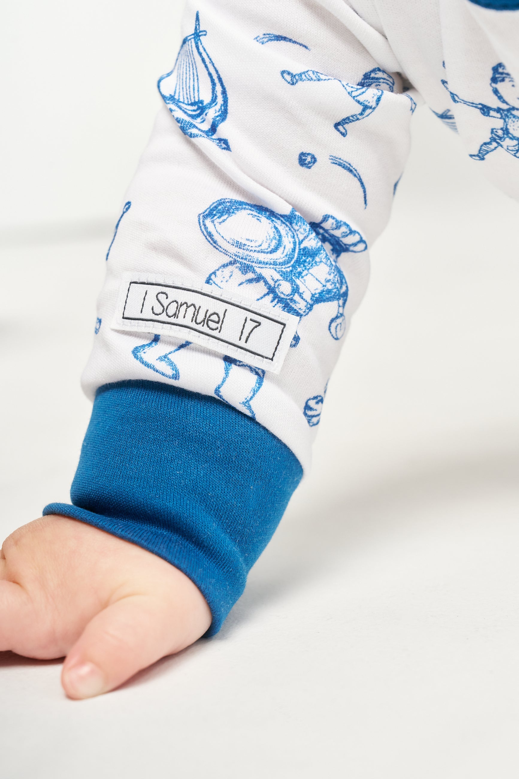 David & Goliath Blue Pj Footed Onesie Cotton