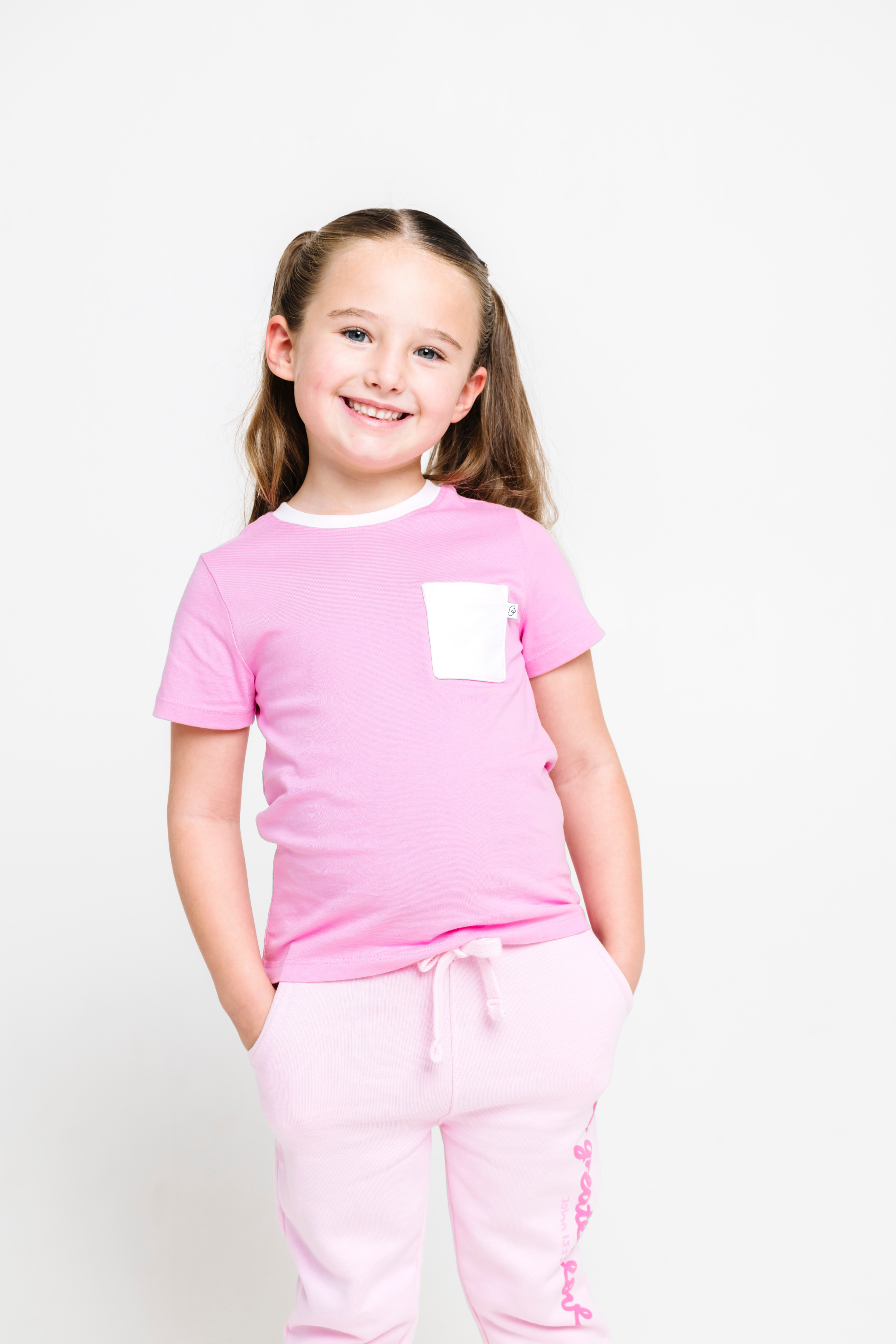 Pink Prayer Pocket Short Sleeve T-shirt Cotton