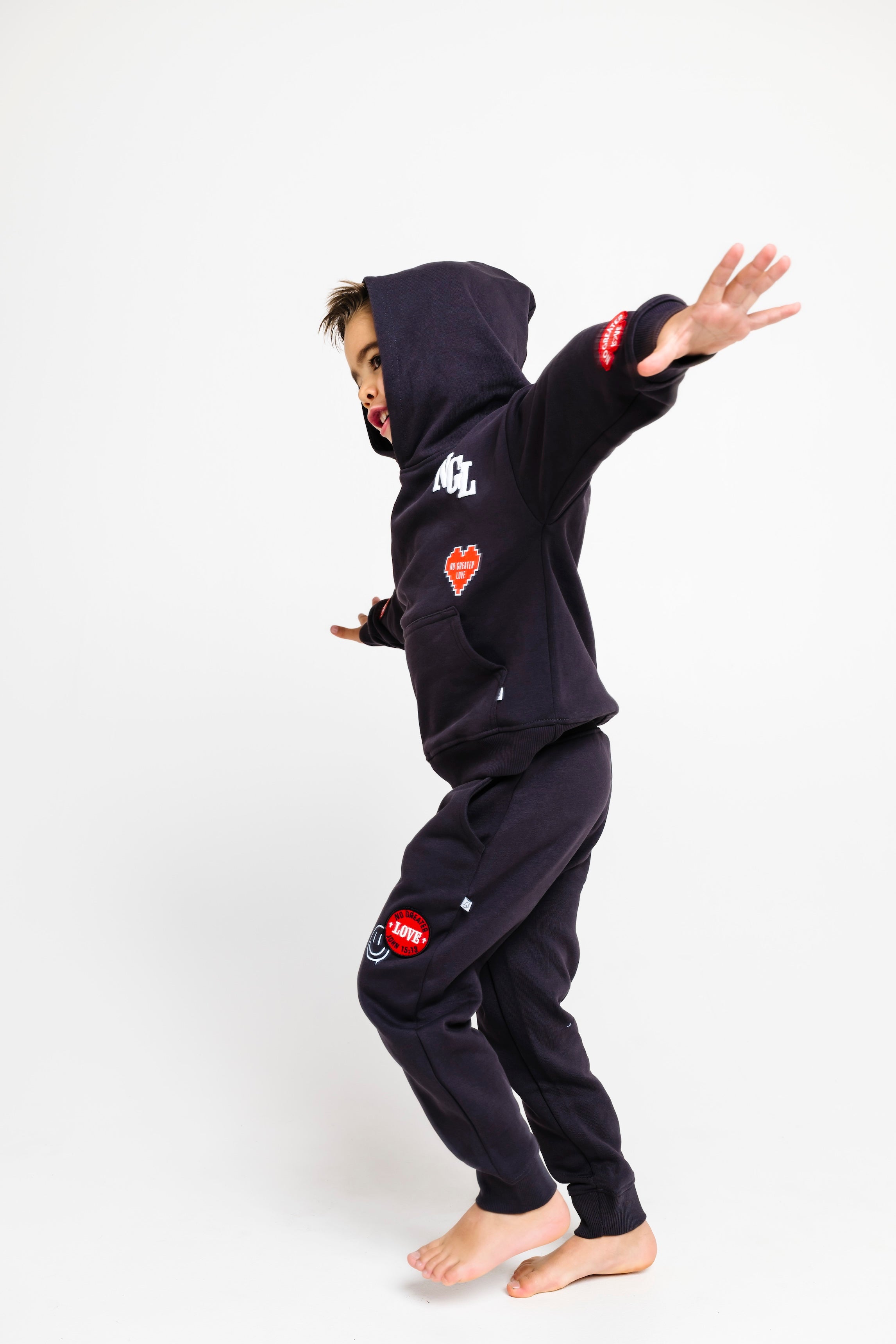 No Greater Love Vintage Washed Black Cotton Fleece Jogger