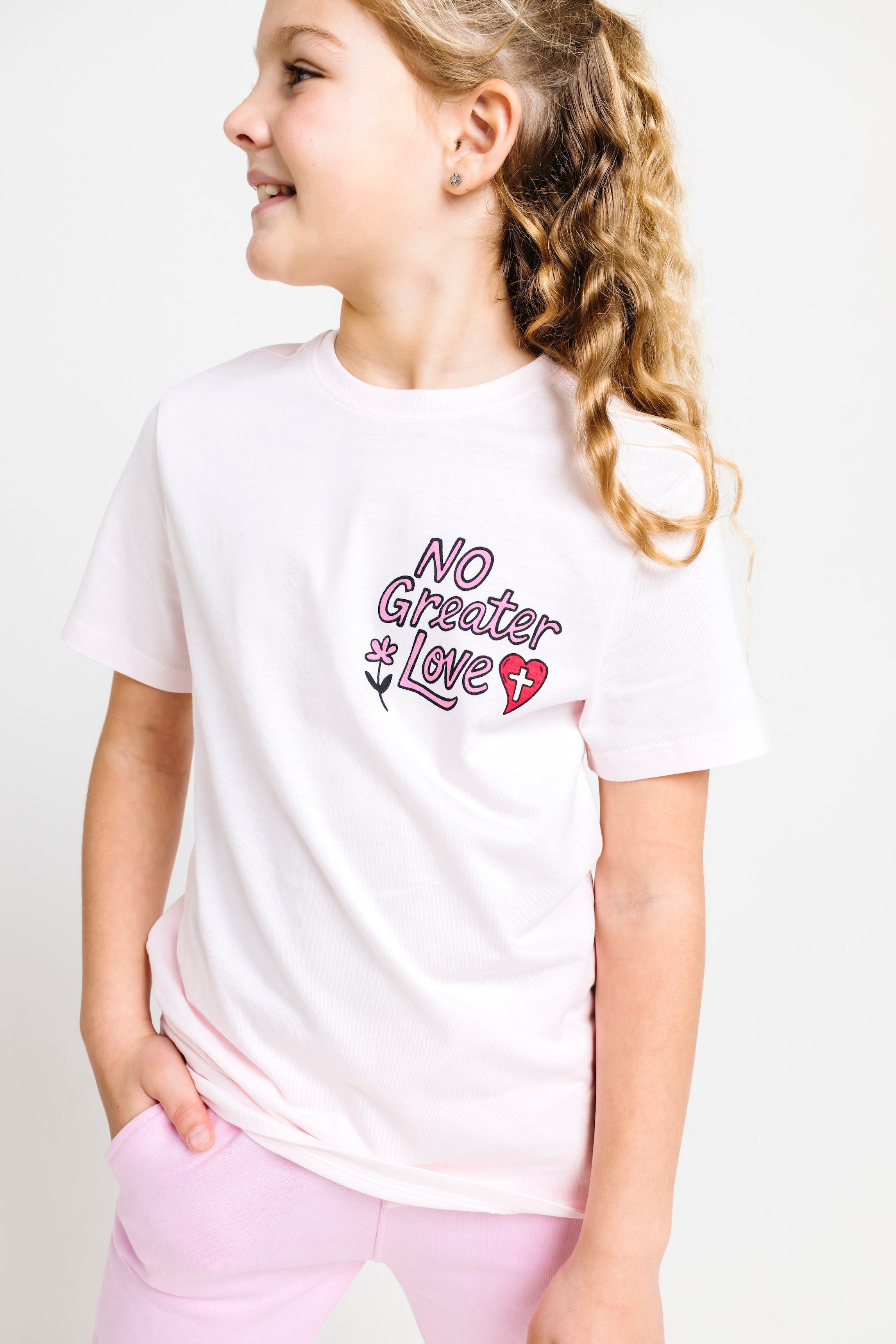 No Greater Love Pink Short Sleeve T-shirt Cotton