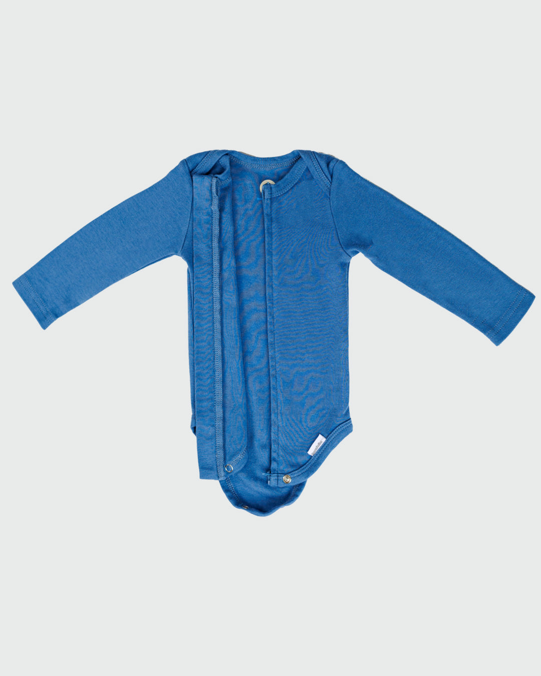 Long Sleeve Zipper Bodysuit In Denim, 6-9m