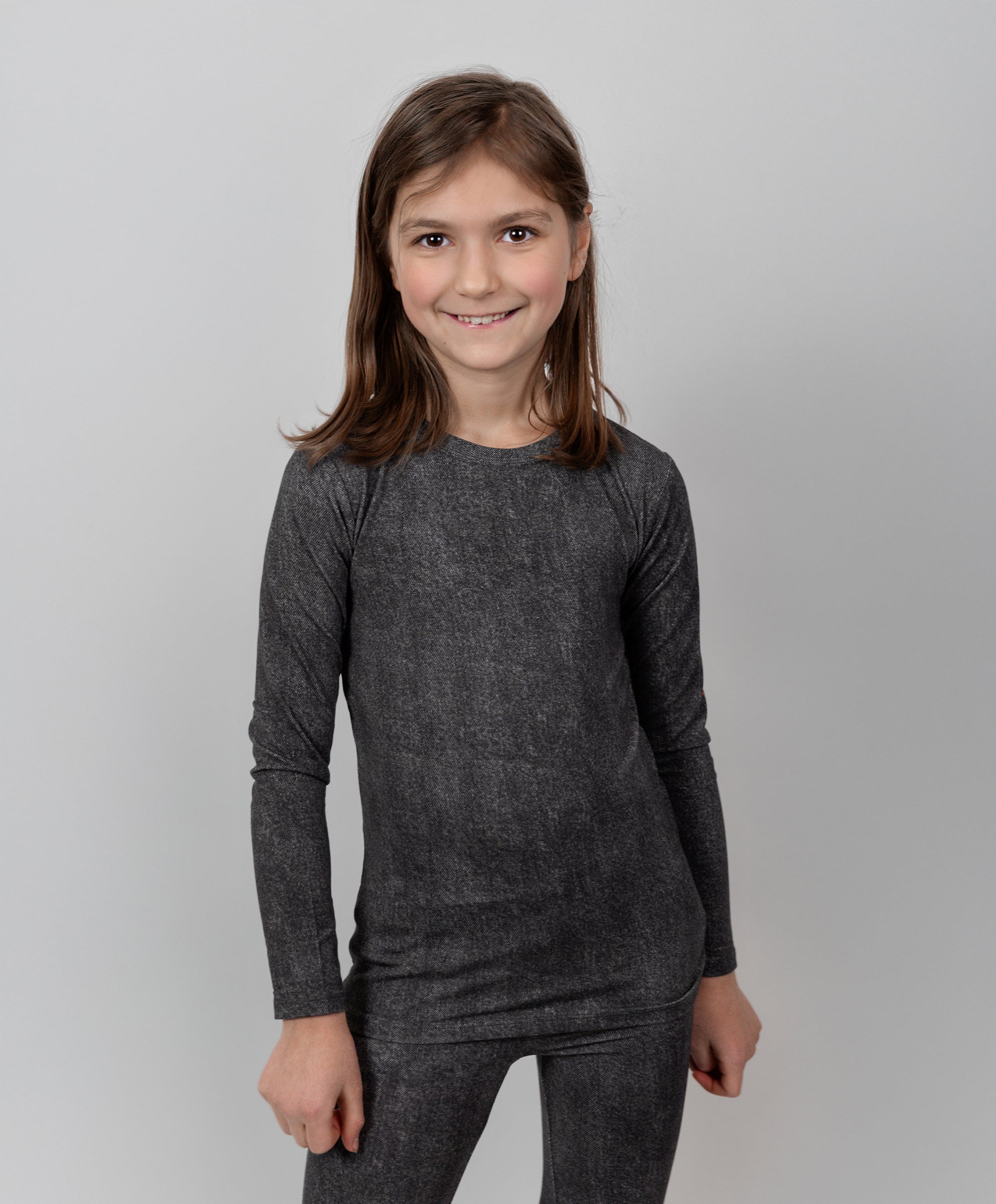 Washed Black Denim Print Two-piece Set