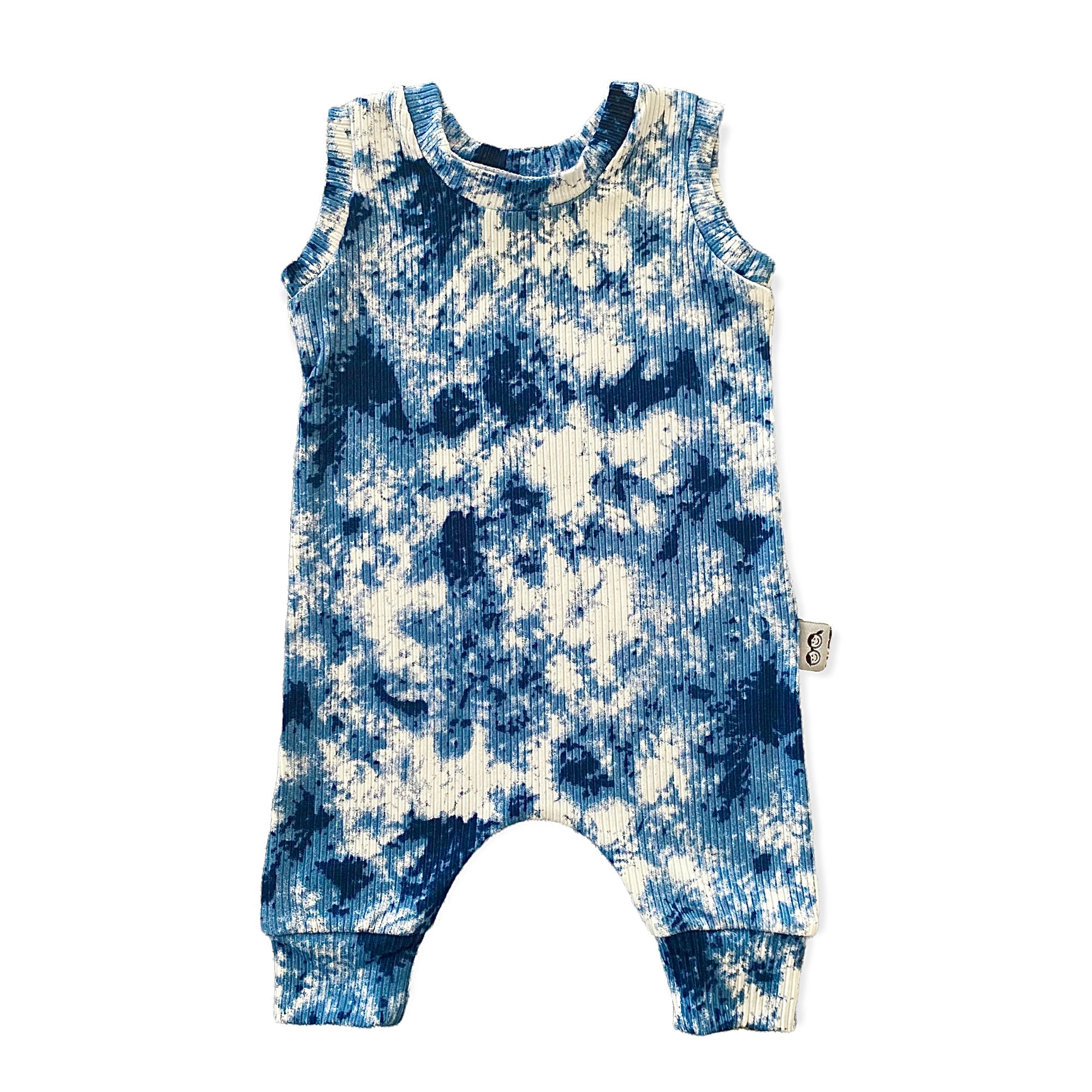 Denim Tie Dye Ribbed Harem Romper